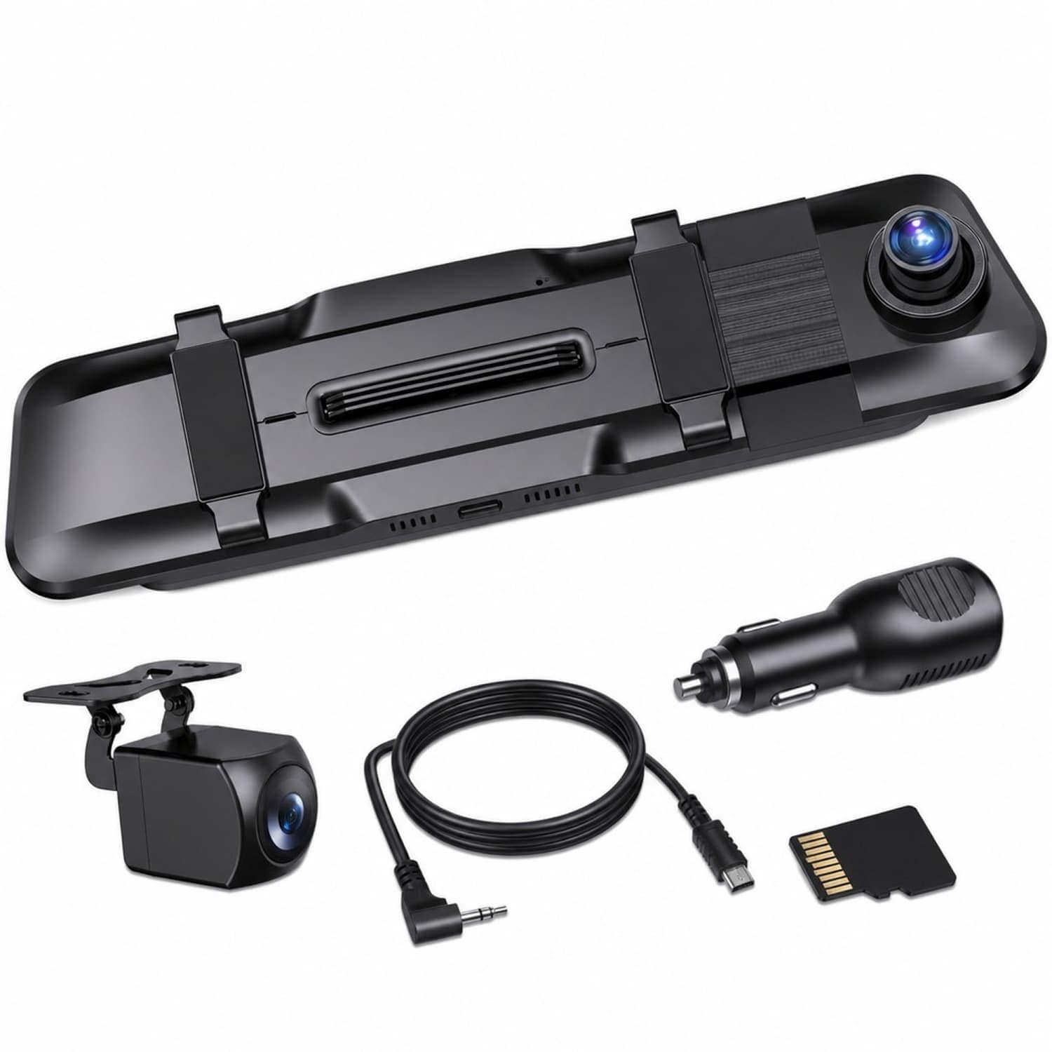 OGETFUUR 10In Mirror Dash Cam with Dual 1080P Lenses and 170Deg Wide Angle for Night Vision Clear Footage with Loop Recording and G-Sensor Lock plus