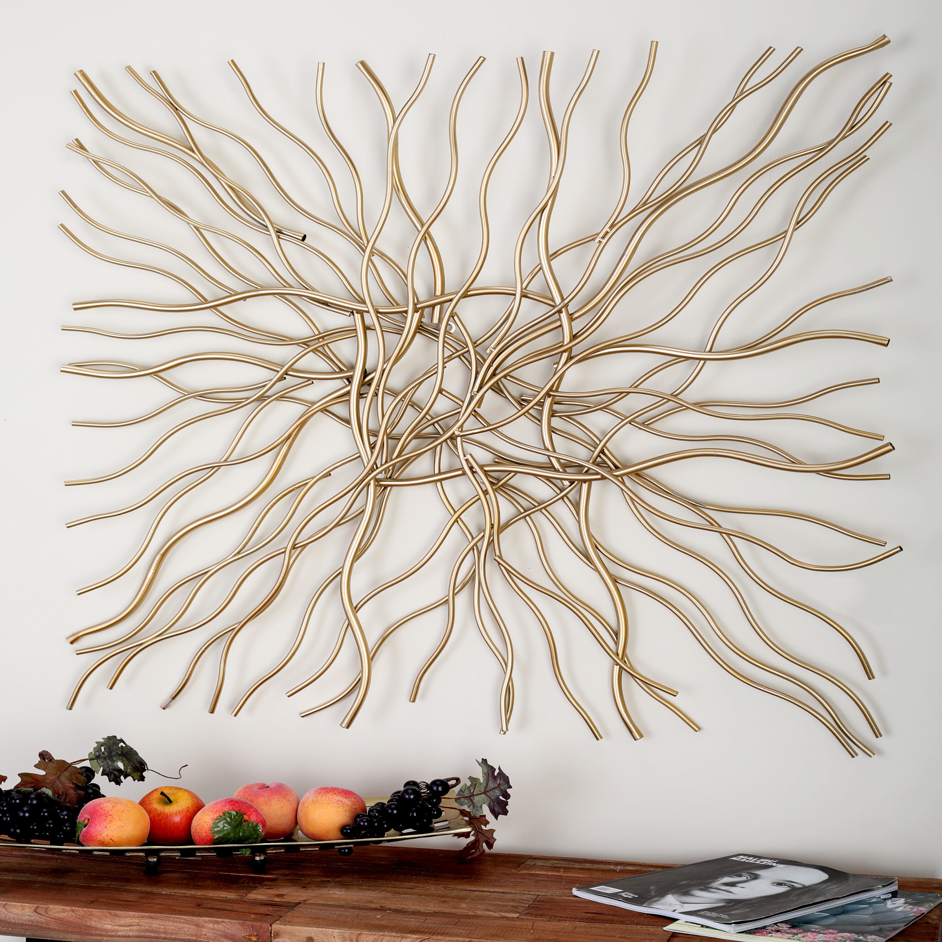 Grayson Lane 40-in W x 40-in H Metal Abstract Overlapping Lines ...