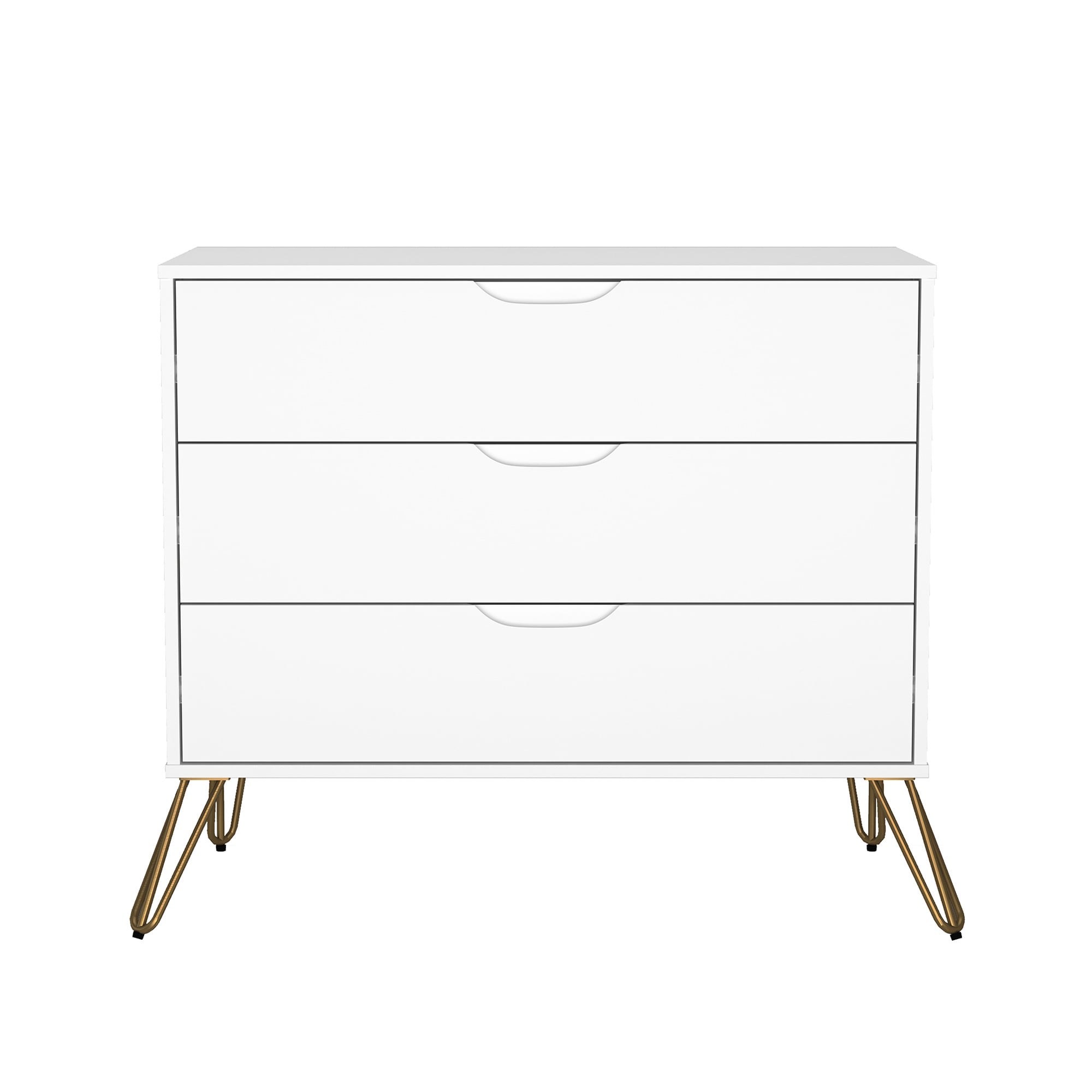 Manhattan Comfort - Avira Mid-Century Modern 35" Dresser in White (3-Drawer)