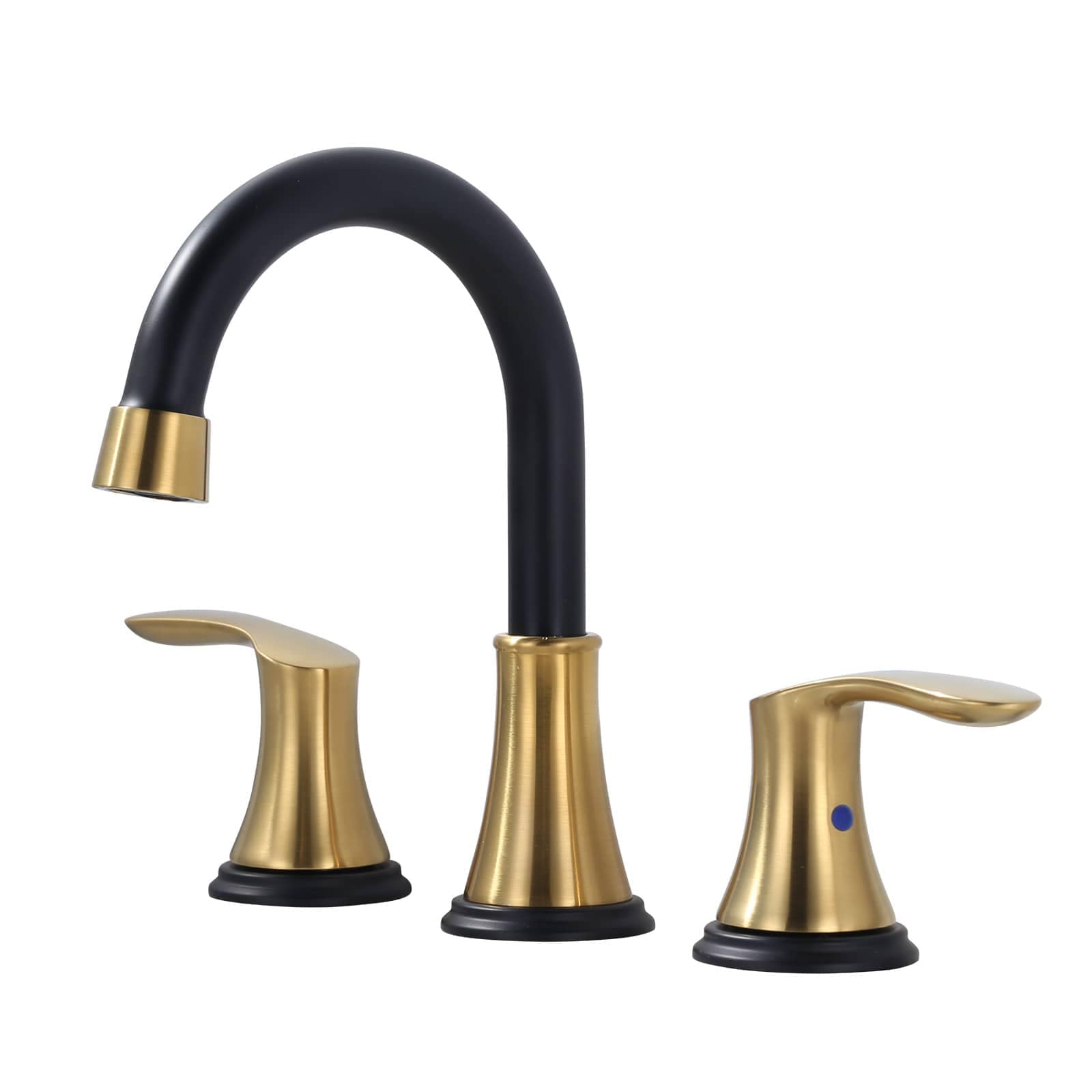 ARCORA 8 in. Widespread Double Handle Bathroom Faucet with Pop-up Drain in Black and Gold