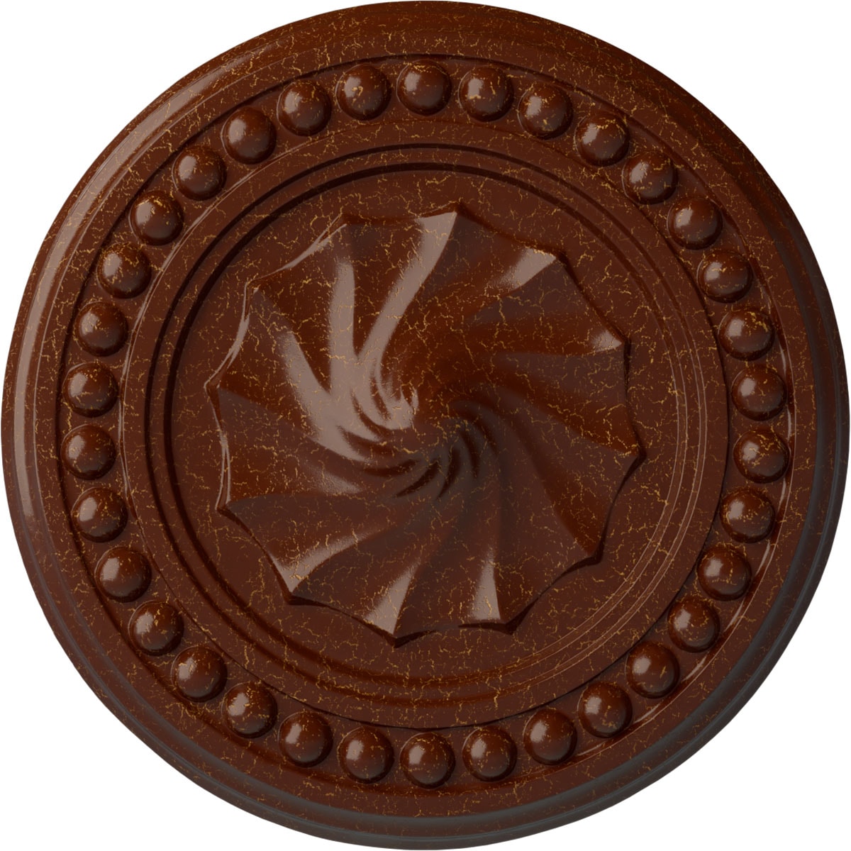 Ekena Millwork CM15FOBMC Foster Shell 15.75-in W x 15.75-in L Painted Burnished Mahogany Crackle Polyurethane Whole Ceiling Medallion