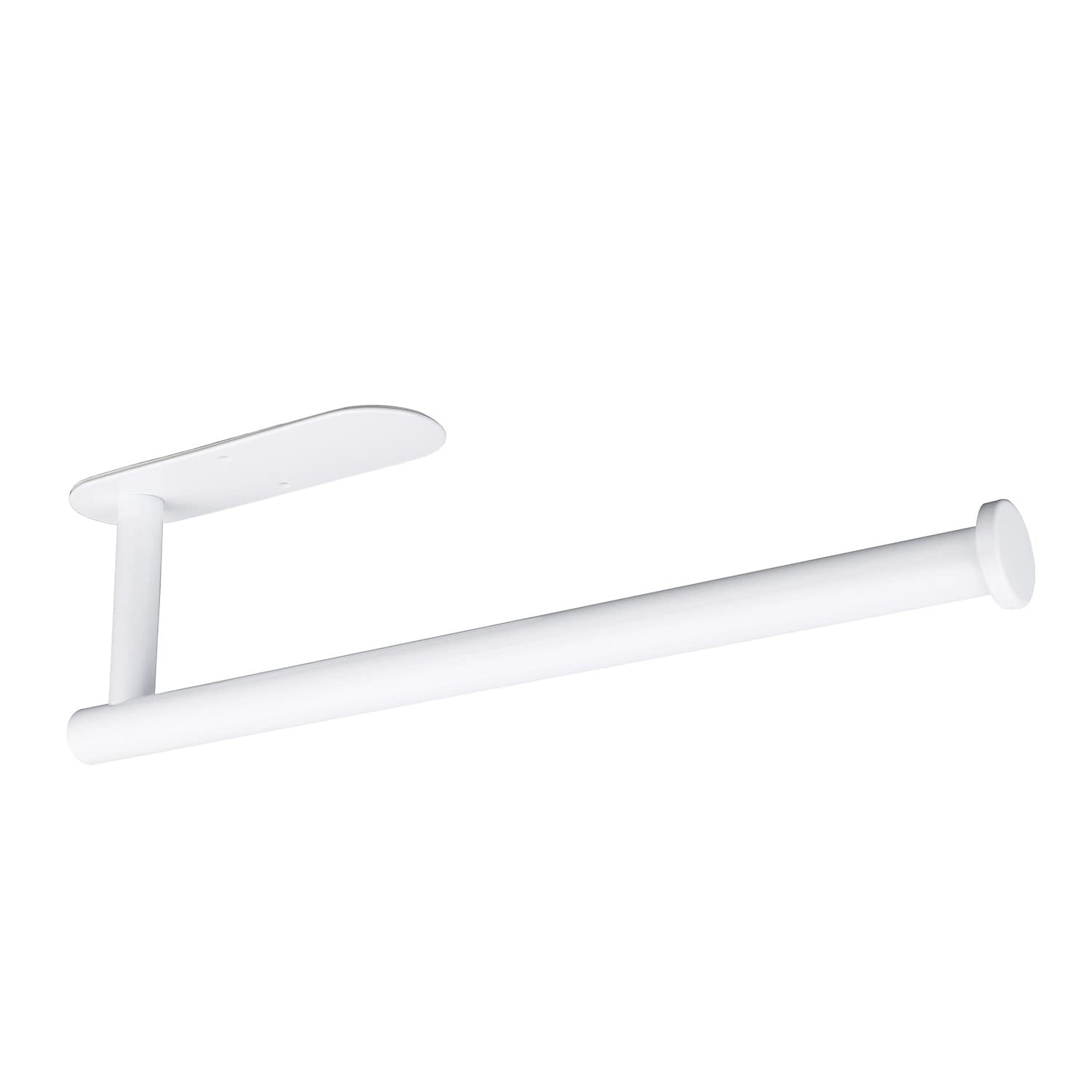 Phyfalip Paper Towel Holder White Stainless Steel Under Cabinet Mount Self Adhesive or Screw for Kitchen Bathroom Wall Organizer Holds Towels or #L05PF10031
