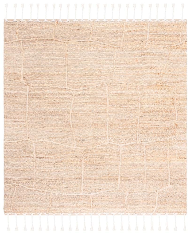 Handwoven Jute Natural Fiber 6' Square Area Rug with Non-Slip Backing