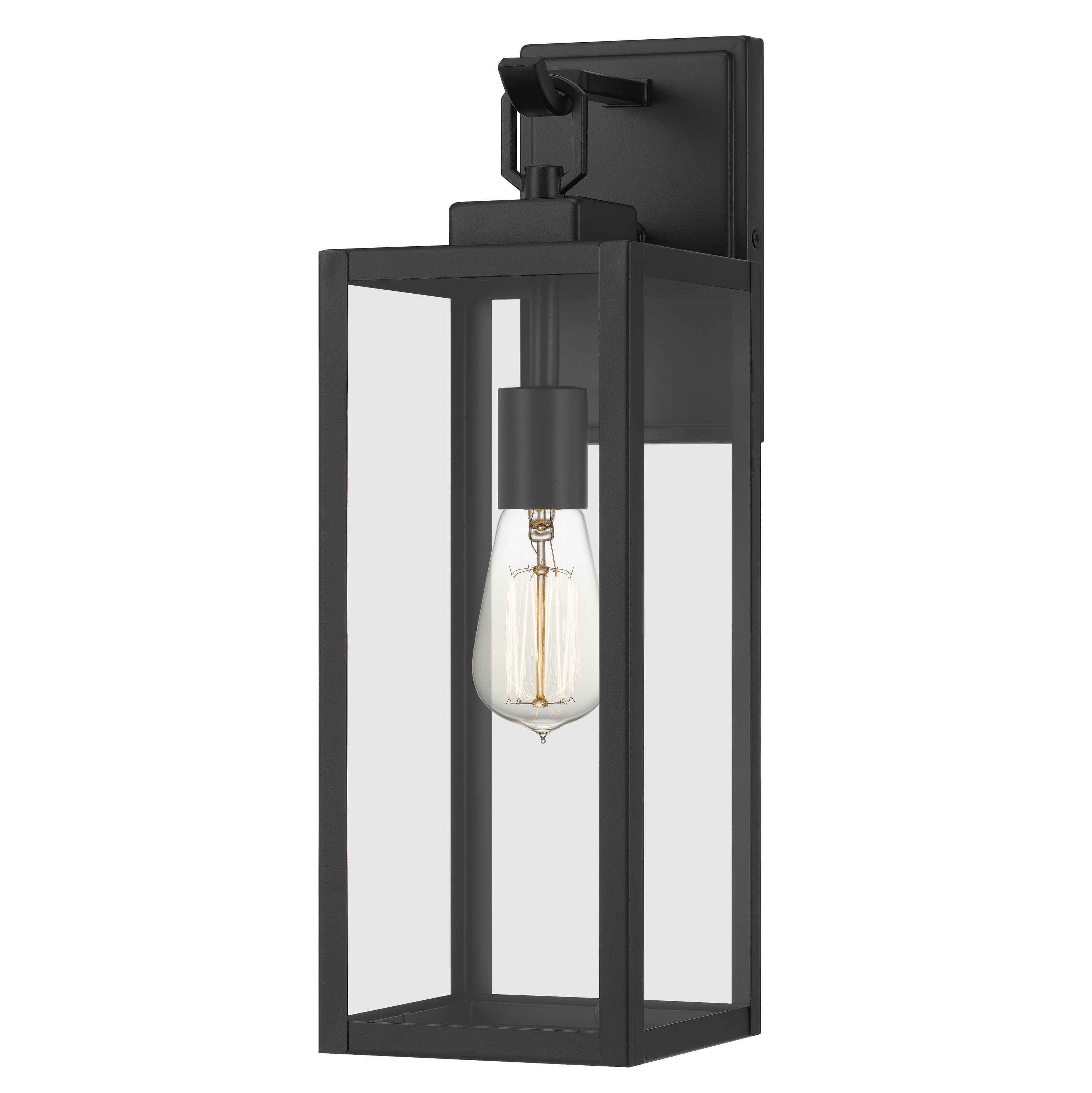Outdoor Wall Lights At Com, 1 Light Black 18 75 In Outdoor Wall Lantern Sconce With Seeded Glass