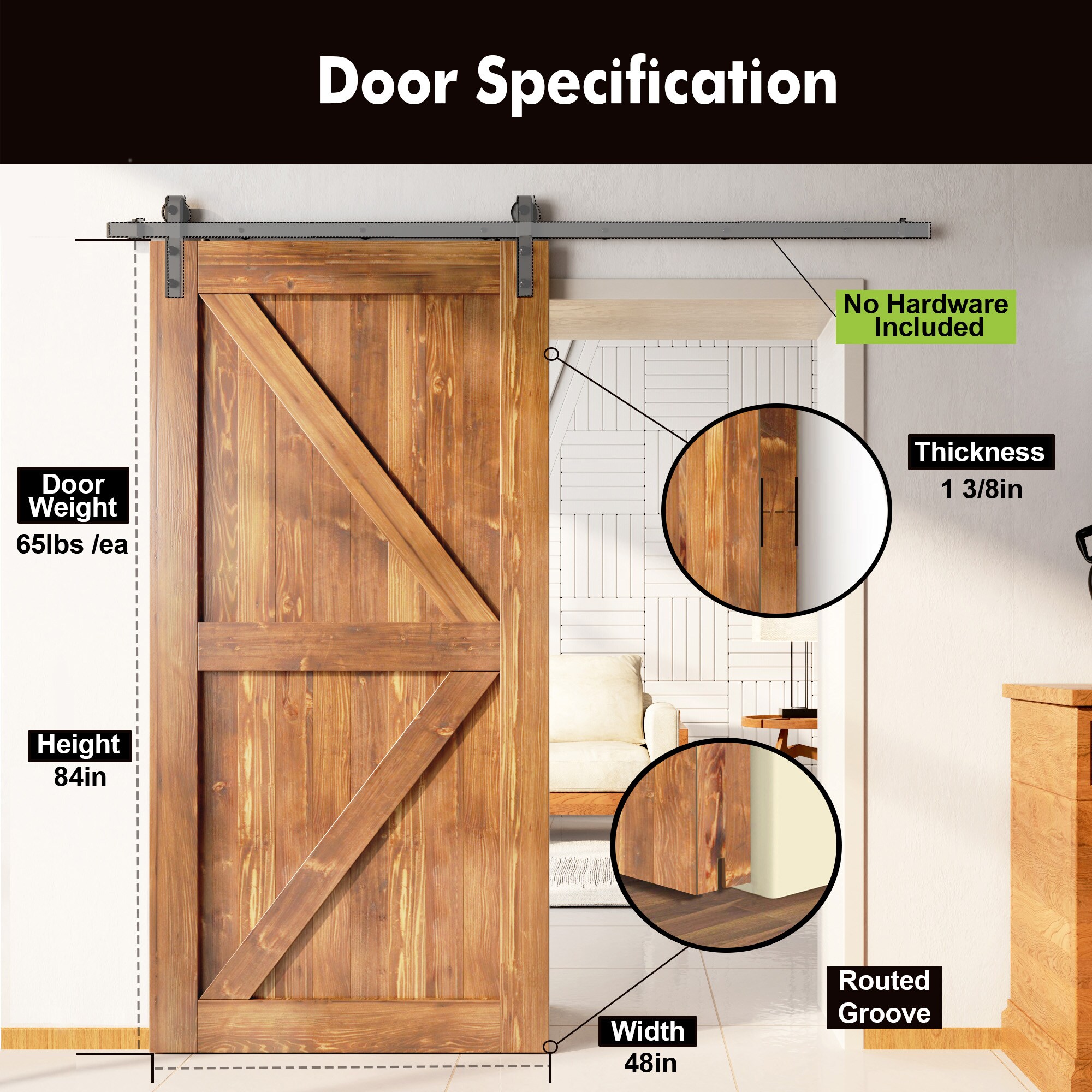 HOMACER 4884-K-EA Barn-Doors - View #3