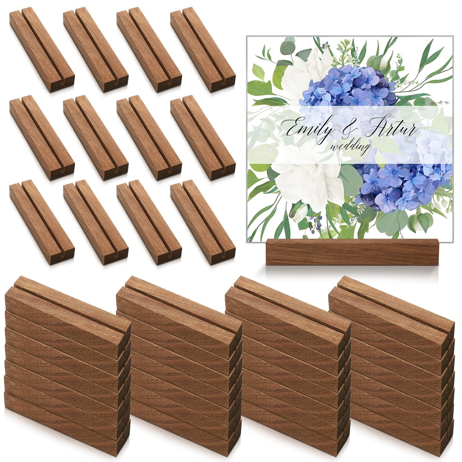 Etokfoks  36 Pack Rustic Wood Table Number Holder Series Place Card Holder with Smooth Surface Natural Wood Grain Color