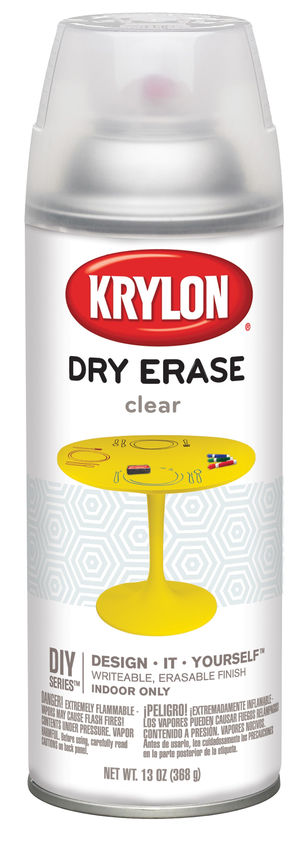 Krylon K03940000 Dry Erase Clear Gloss Dry Erase Paint 60 (12-oz)
