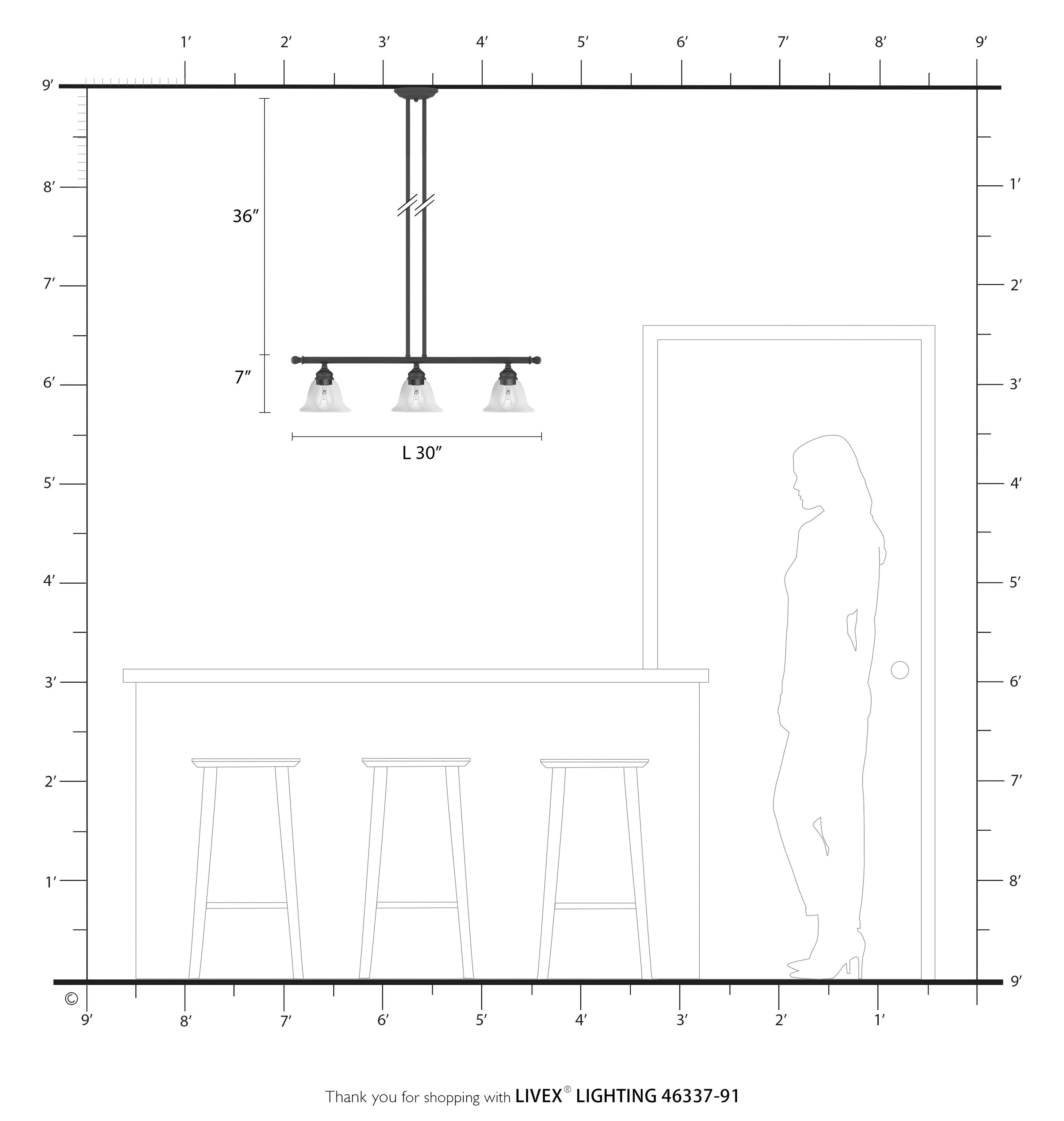 Elegant Brushed Nickel 3-Light Linear Chandelier with Hand-Blown Glass