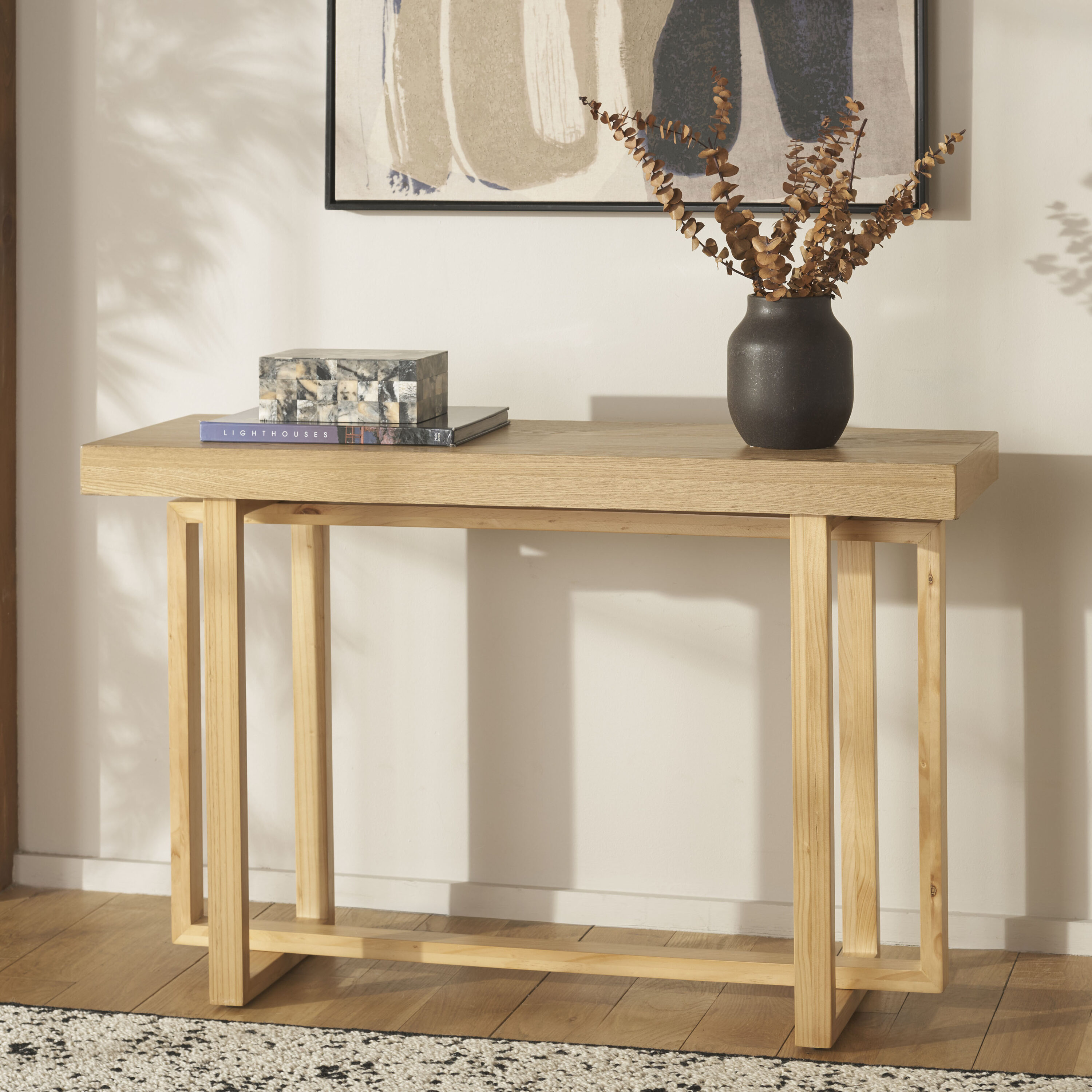 Safavieh Scandinavian Rectangular Wood Nc Coating Pine 47.25-in W x 30-in H Console table