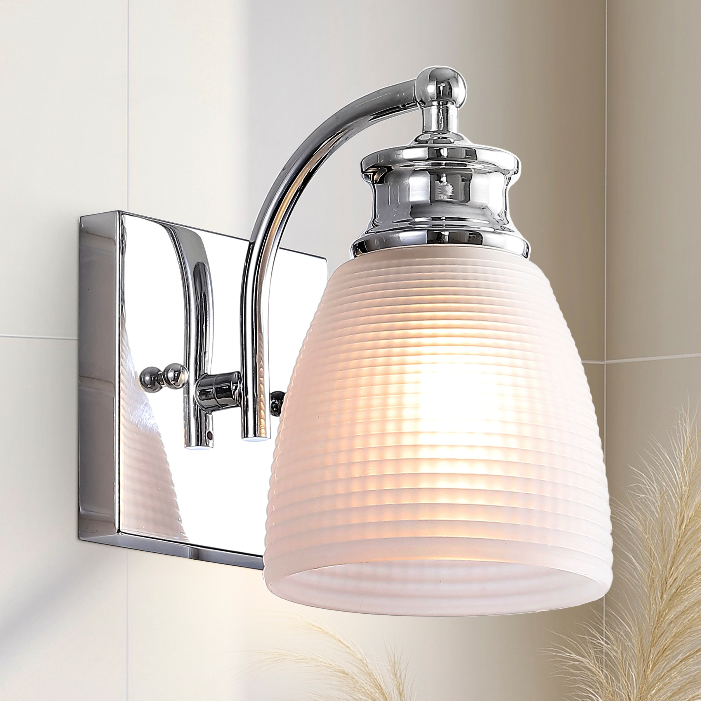 JONATHAN  Y JYL7489A Beverly Metal/Glass Glam Transitional 4.88-in 1 -Light Polished Chrome Modern/contemporary Vanity light