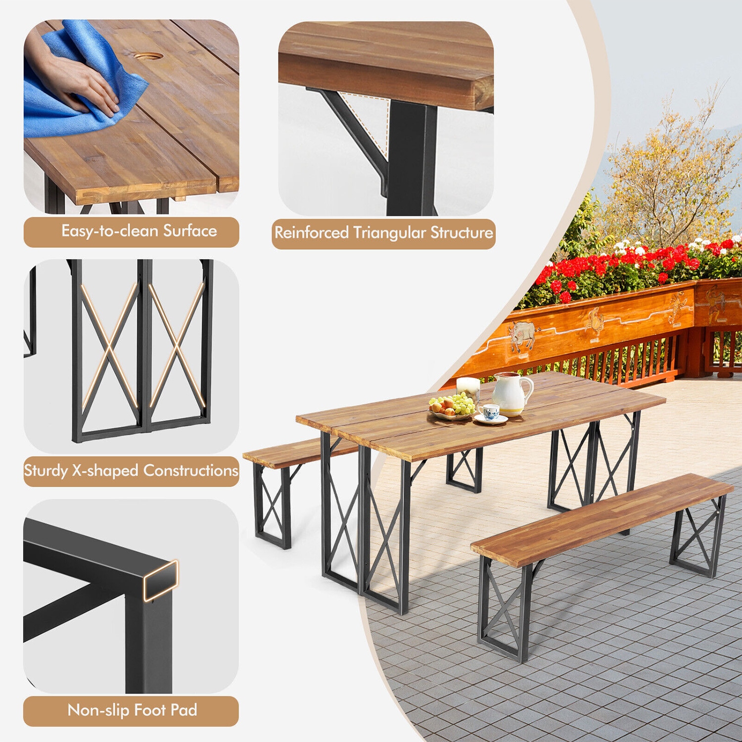 Lowes wooden store picnic table