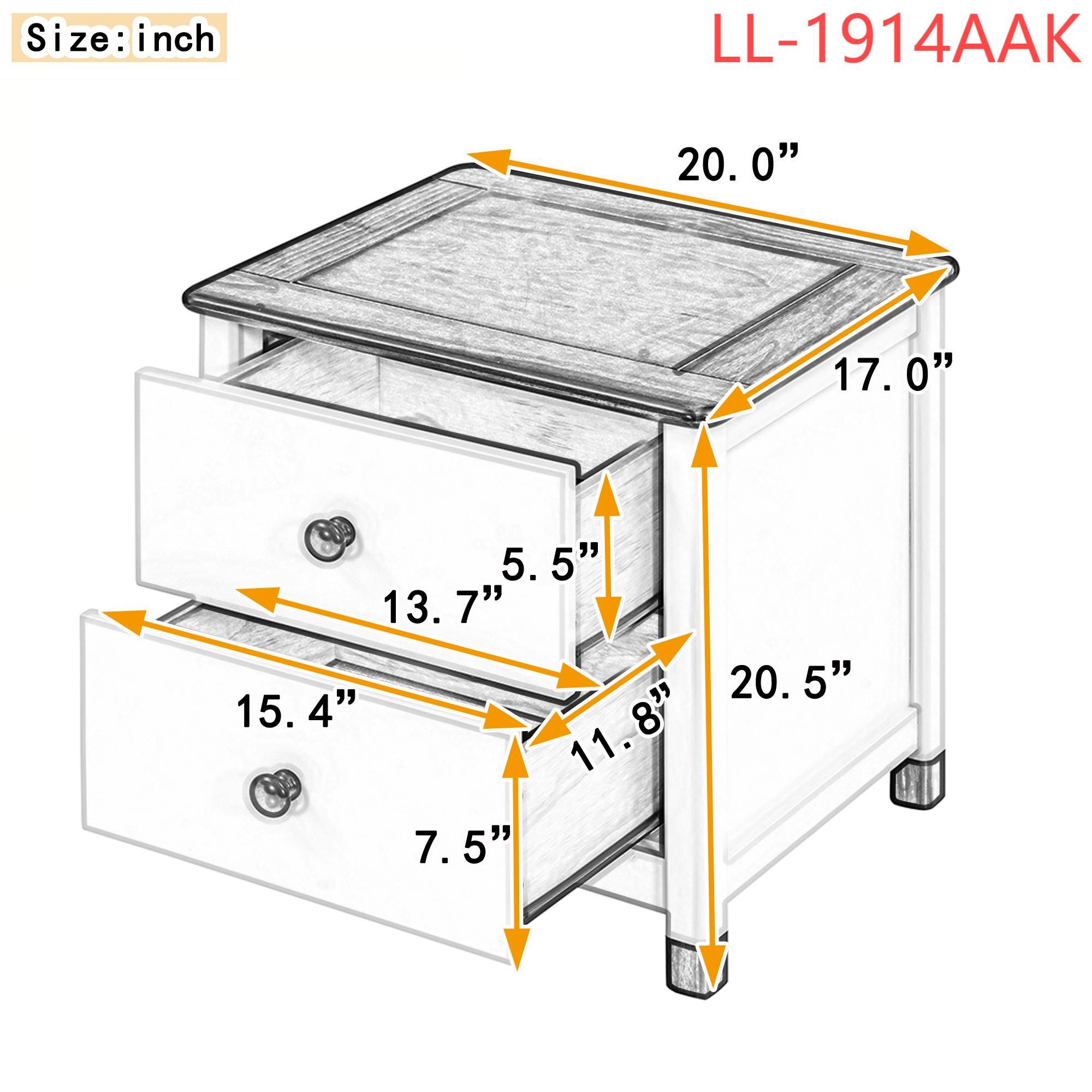 Dimension diagram of Yiekholo nightstand with measurements