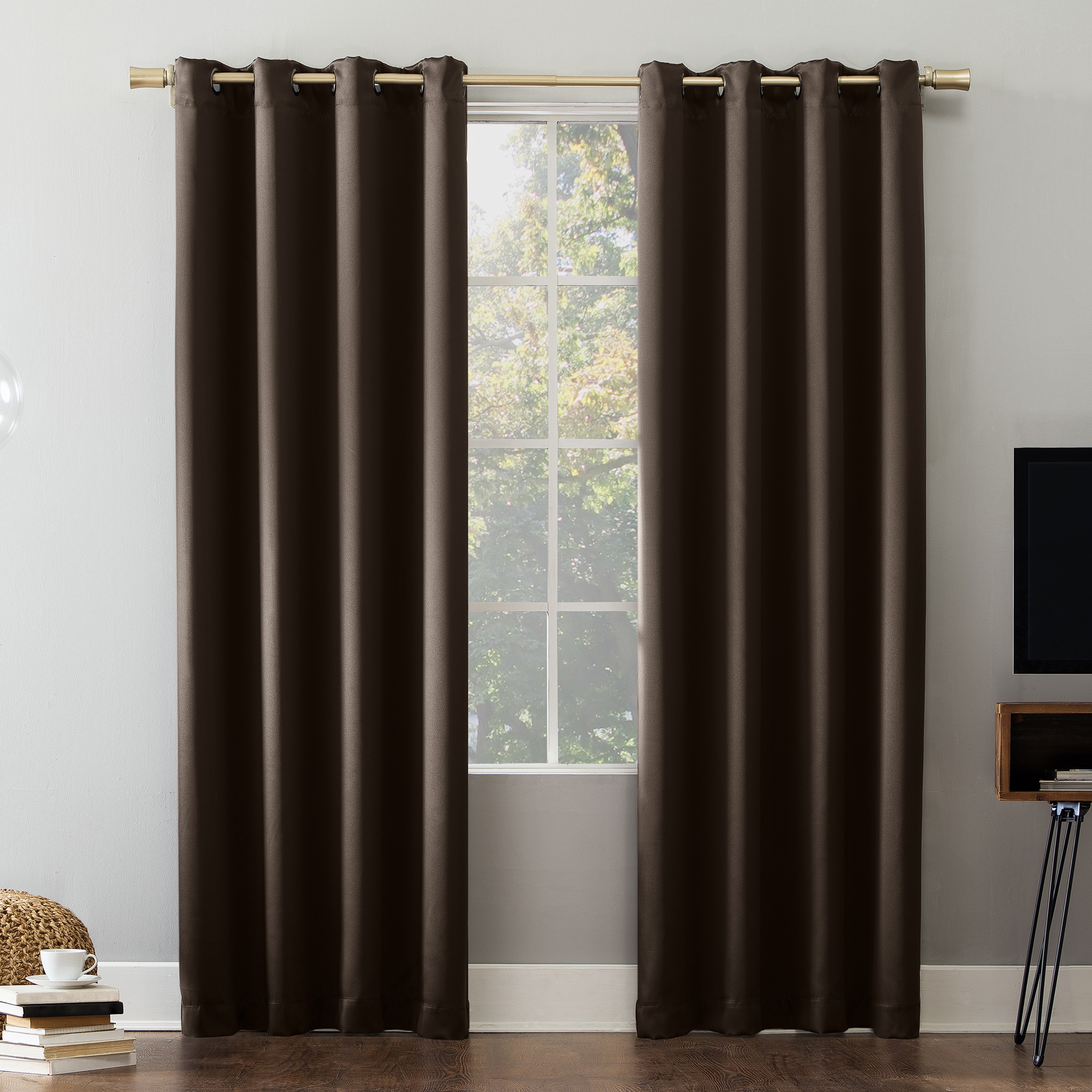 Project Source 36-in to 54-in Bronze Steel Bay Window Curtain Rod