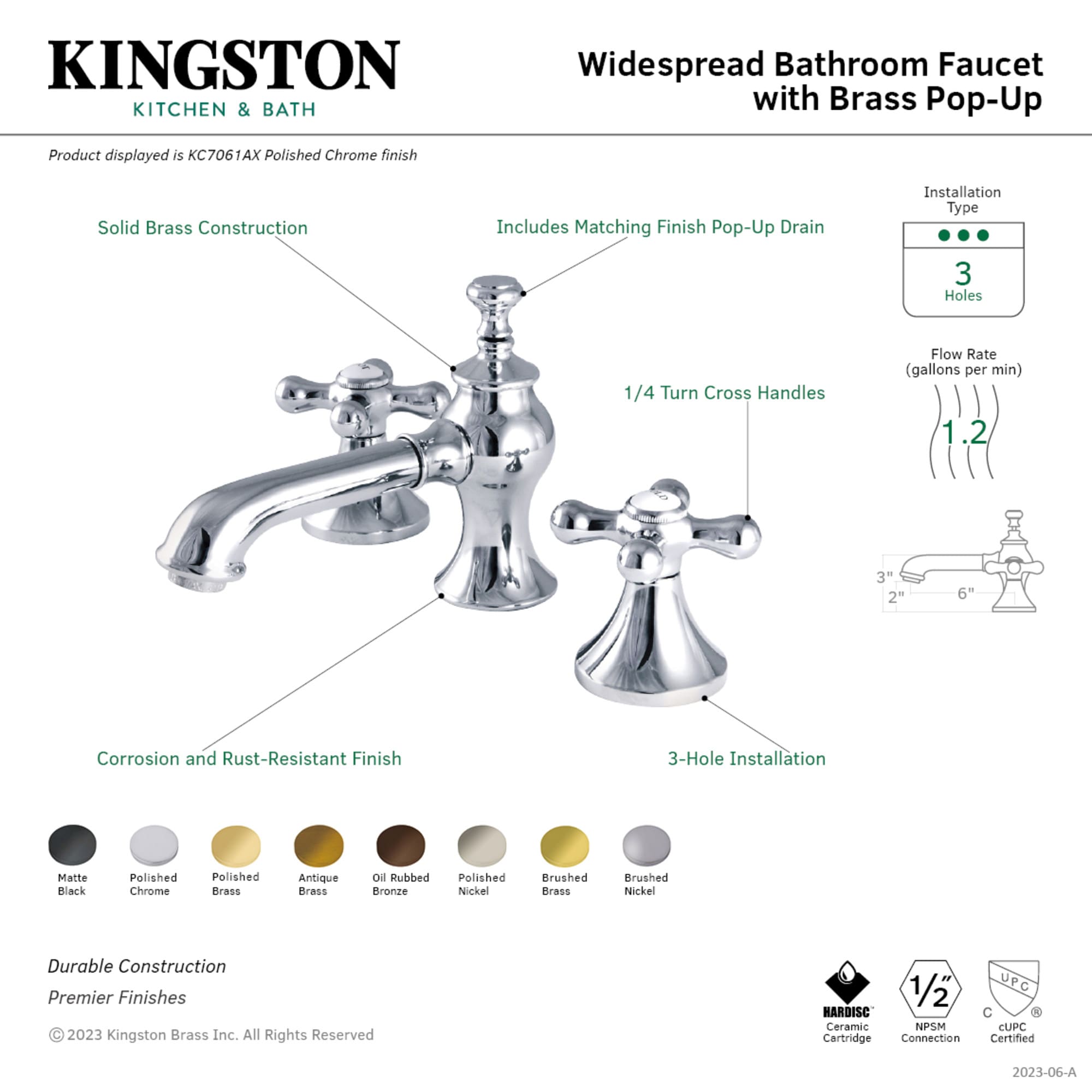 Kingston Brass WLKC7061AX Lavatory-Faucets - View #2