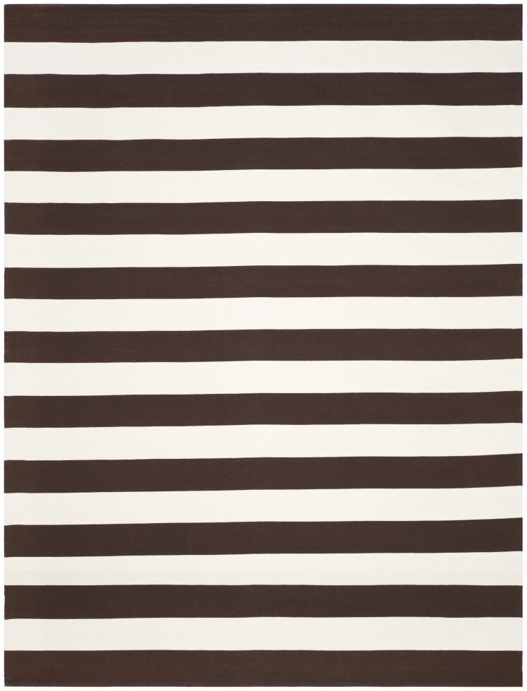 Safavieh MTK712P-8 Montauk Maslin 8 x 10 (ft) Cotton Chocolate/Ivory Rectangular Indoor Stripe Coastal Area rug