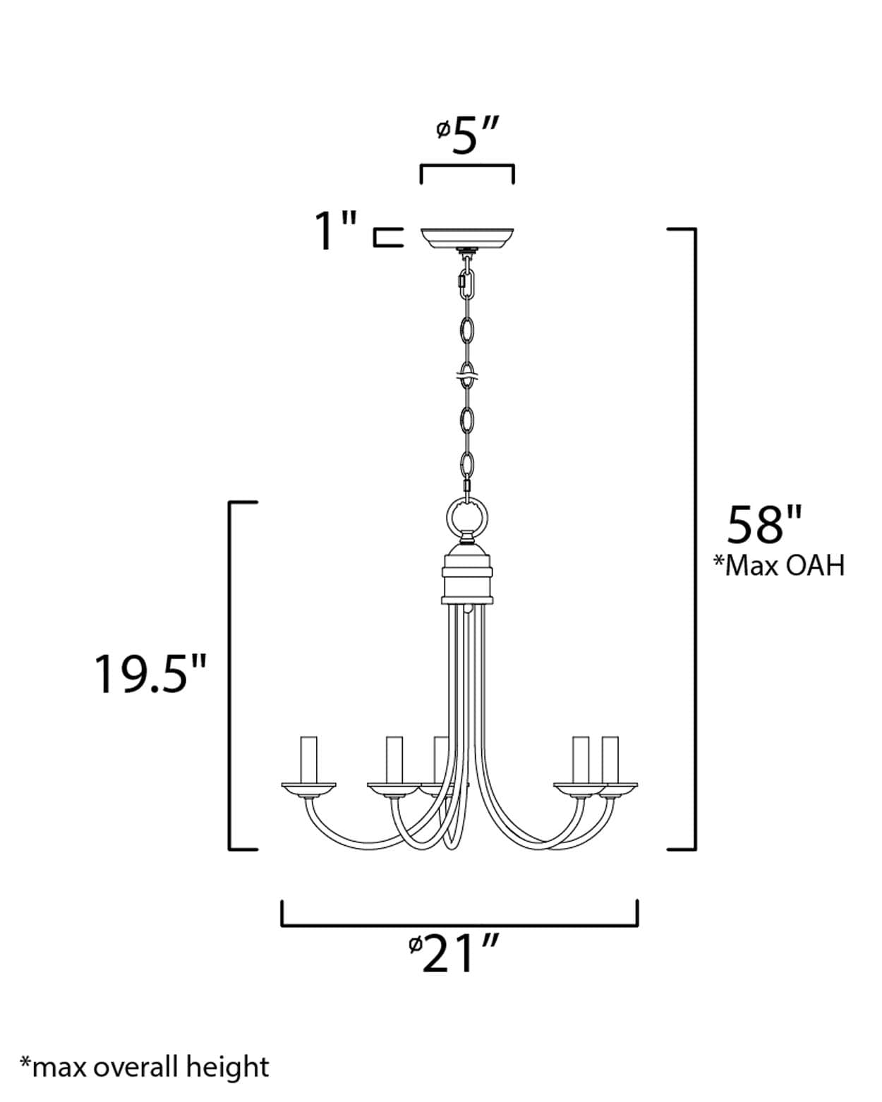 Logan Oil Rubbed Bronze 5-Light Candle Chandelier