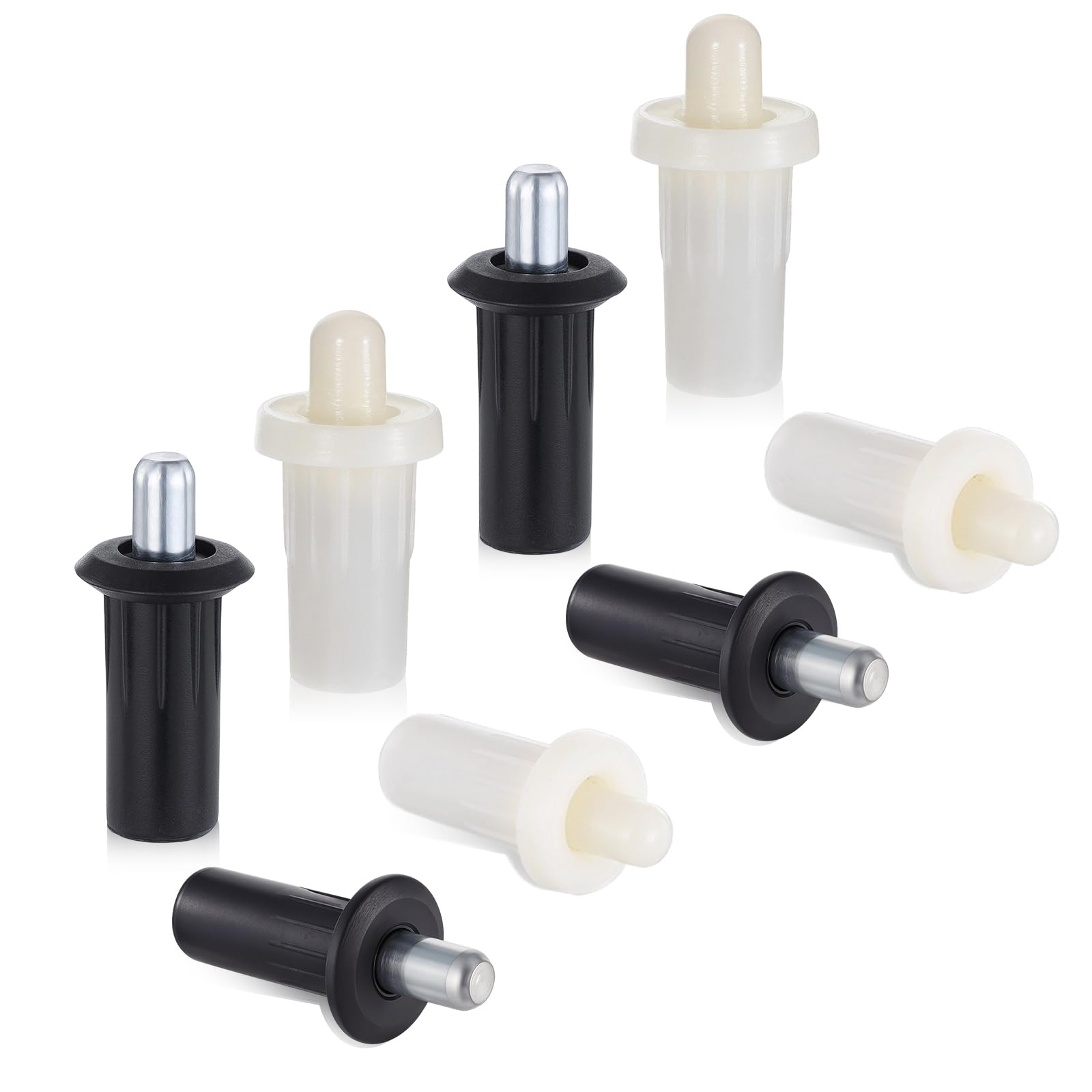 Etokfoks  20 Pack Black and White Spring Loaded Soft Close Cabinet Door Damper Pins Metal Furniture Repair Connector