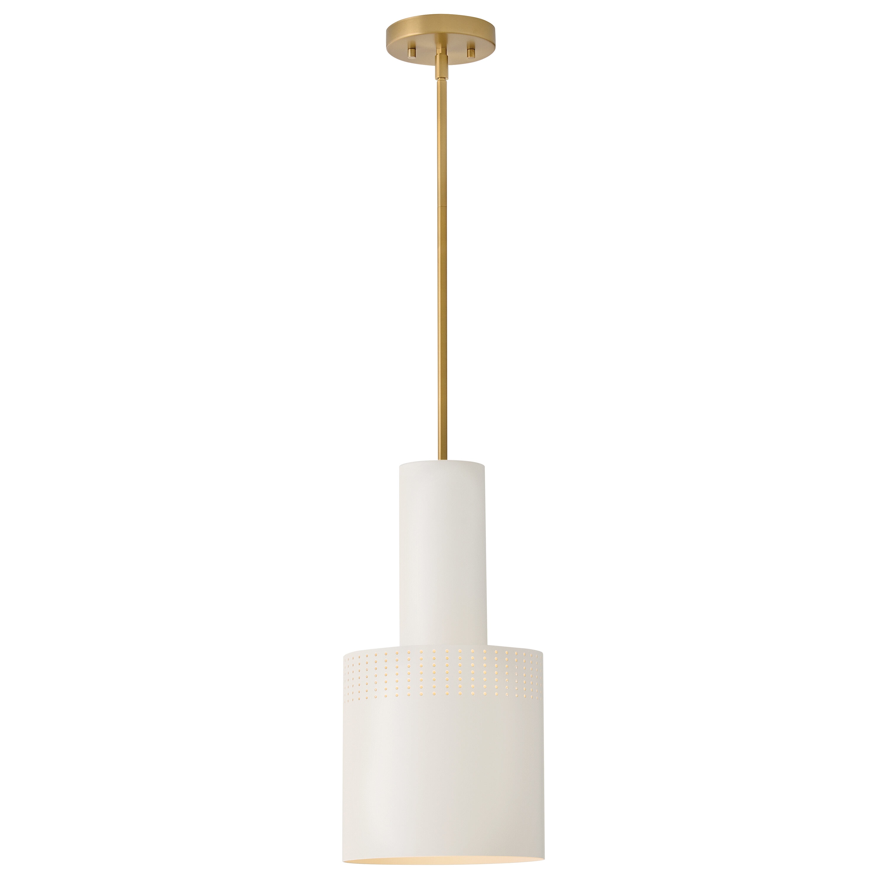 Lark 83687LCB-SO Casey Lacquered Brass with Satin Off-White Modern/contemporary Cylinder Small Hanging Pendant light