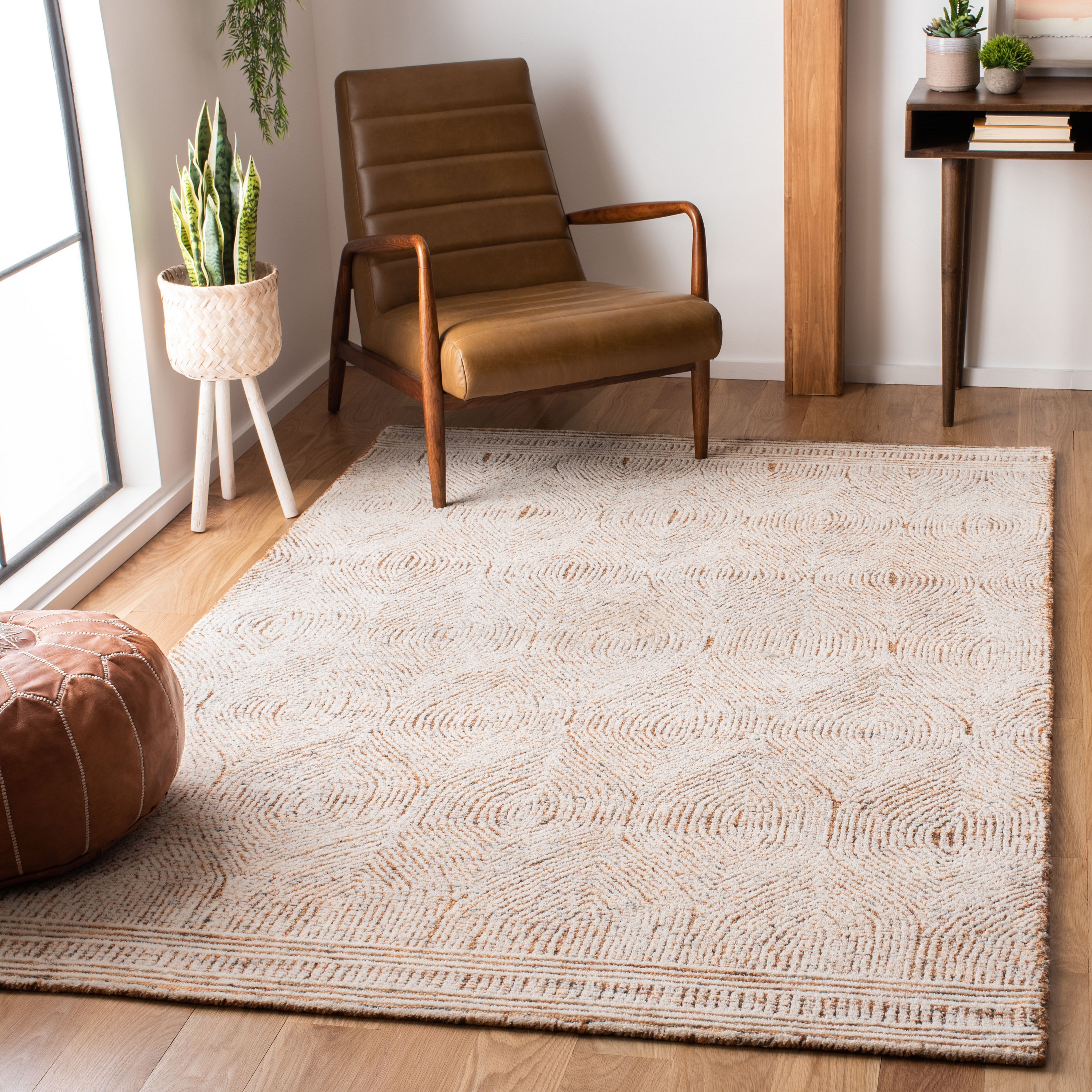 Safavieh ABT340P-2 Abstract Zenzi 2 x 3 (ft) Tufted Wool Ivory/Rust Rectangular Indoor Abstract Farmhouse/Cottage Throw rug