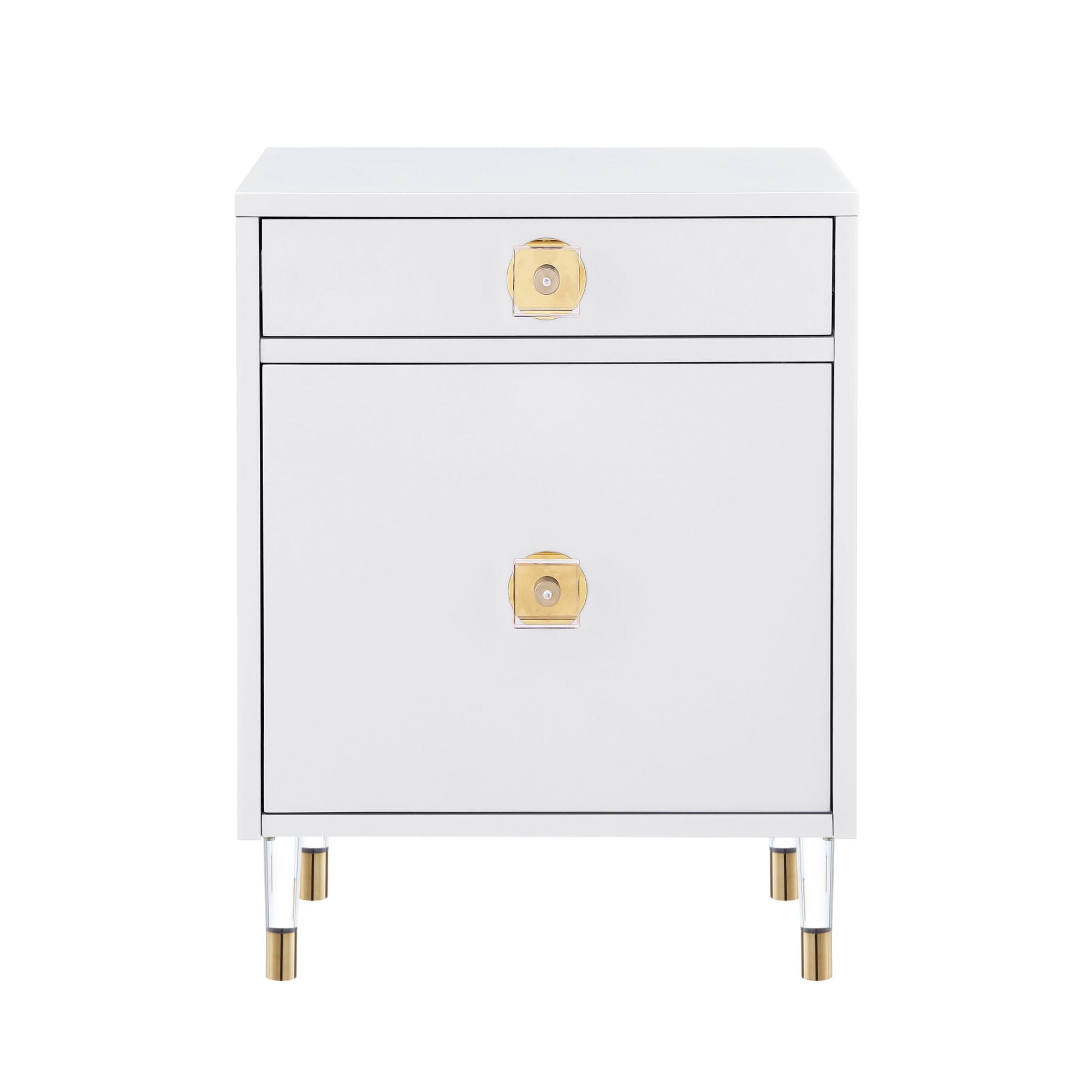 Nicole Miller NST153-09WE-LS Margussi 18.8-in W x 25.5-in H White Wood veneer Rectangular Modern End Table with Storage Assembly Required