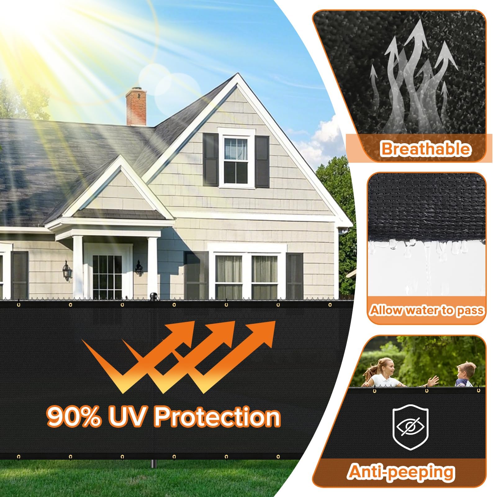 Etokfoks 1 Roll 6ft x 50ft Fence Privacy Screen Heavy Duty 170 GSM Mesh ...