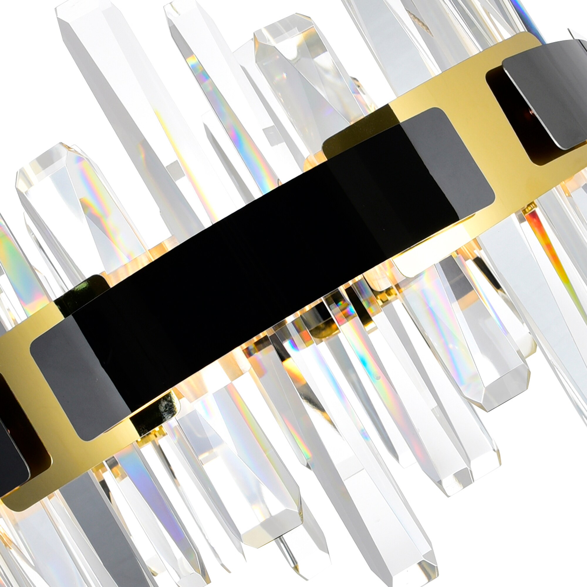 Aya Pearl Black Crystal LED Chandelier 32" with Stunning Details
