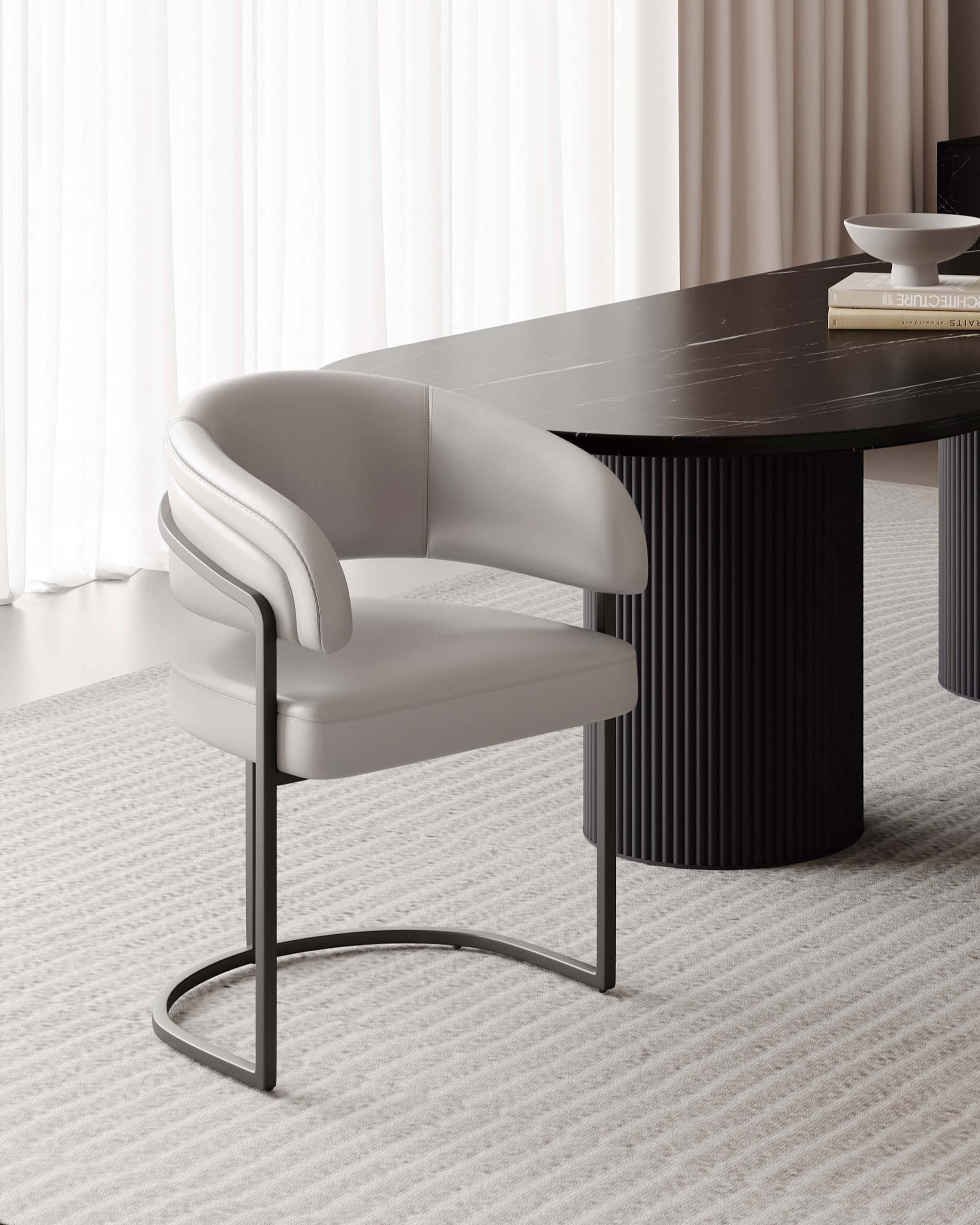 Manhattan Comfort DC094-LG Contemporary/Modern Faux Leather Upholstered Dining Side Chair (Metal Frame)