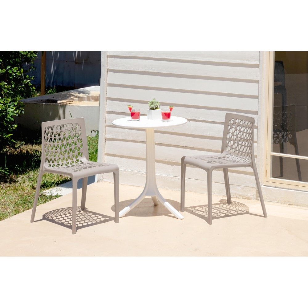 Lagoon 7053G6-SALGS Milan Set of 2 Stackable Grey Resin Frame Stationary Dining Chair with Slat Seat