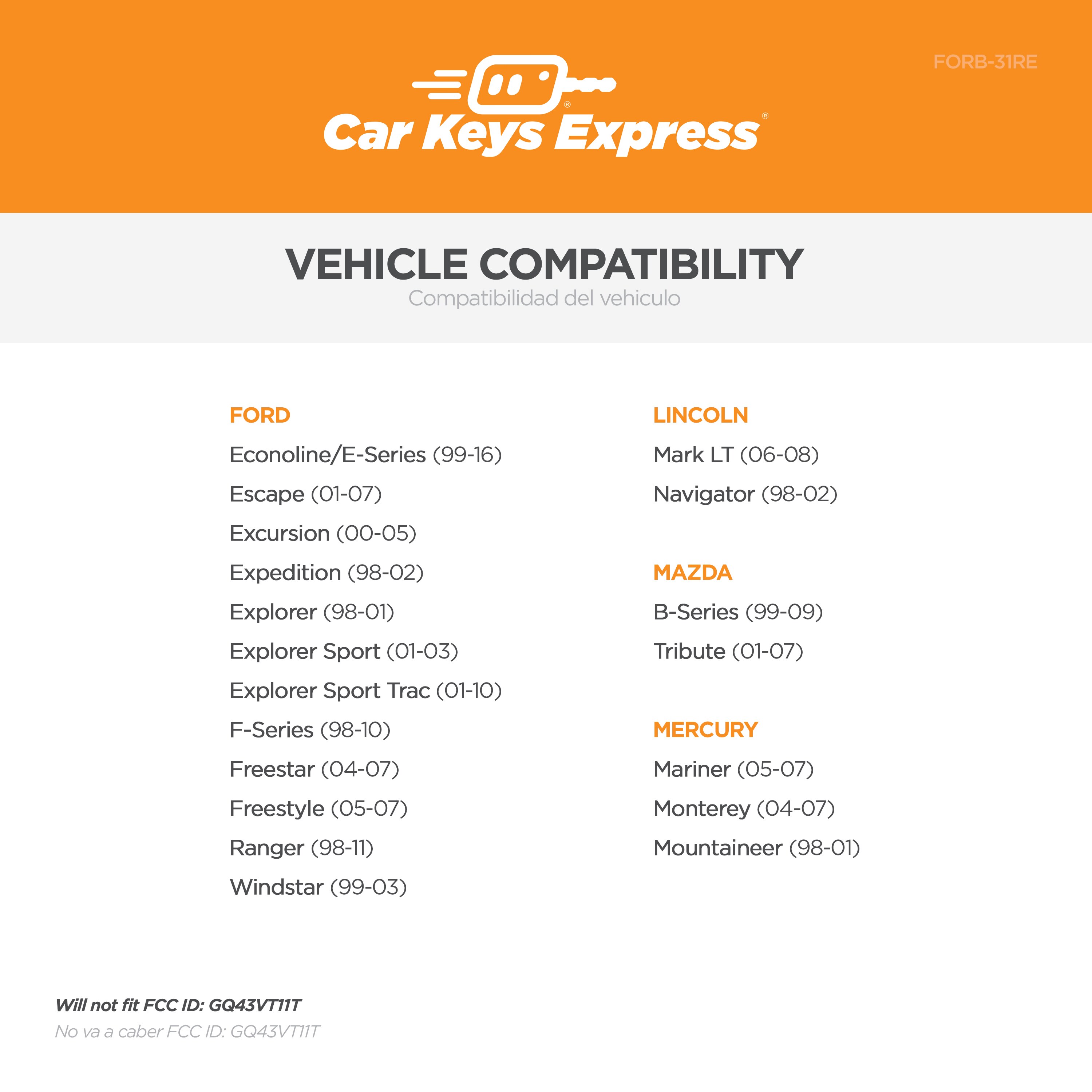 Car Keys Express FORB-31RE Key-Accessories - View #2