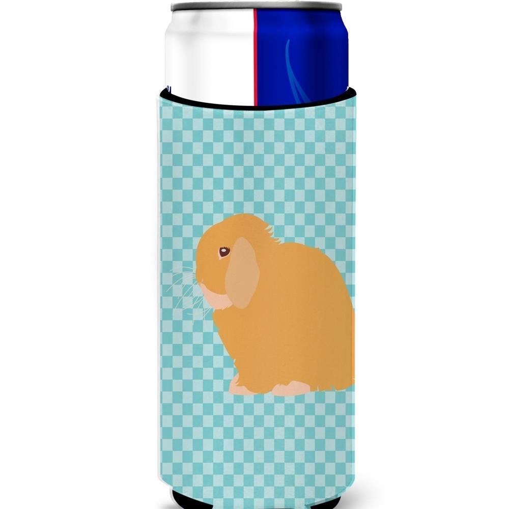 Caroline's Treasures CRLT146784 BB8142MUK Holland Lop Rabbit Blue Check Hugger for Slim Cans