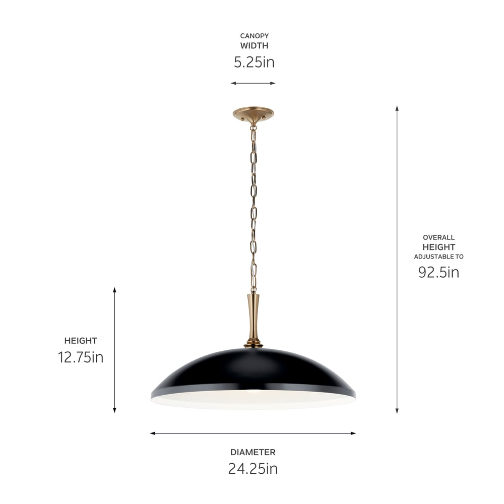 Kichler Delarosa Black Traditional Dome Led, Large Hanging Pendant ...