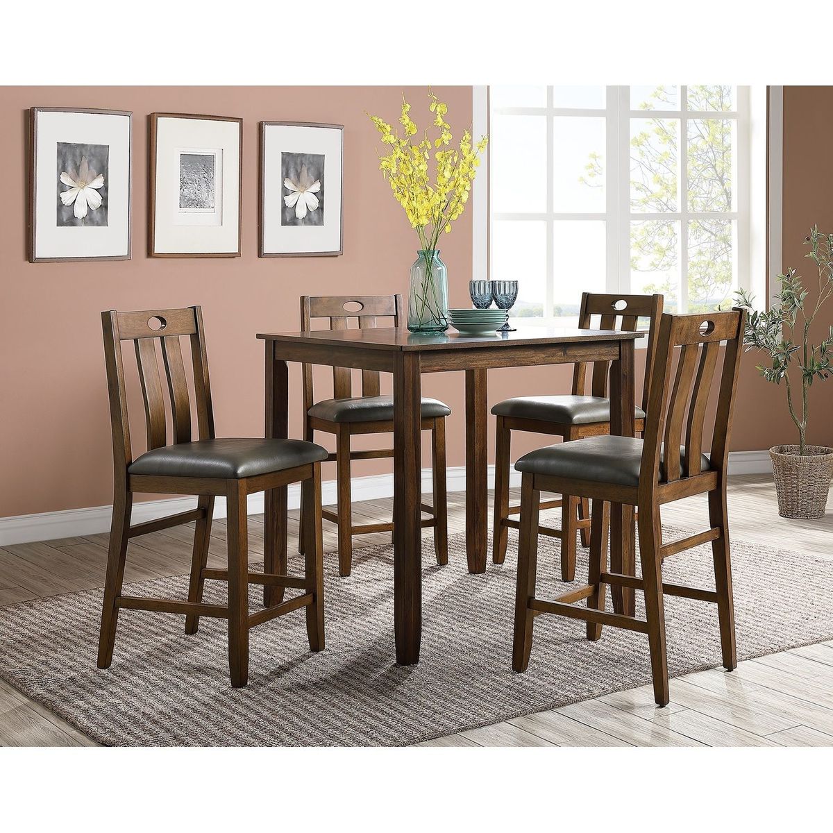JASMODER B01164099 Brown Mix Contemporary/Modern Dining Room Set with Rectangular Table ( Seats 4 )