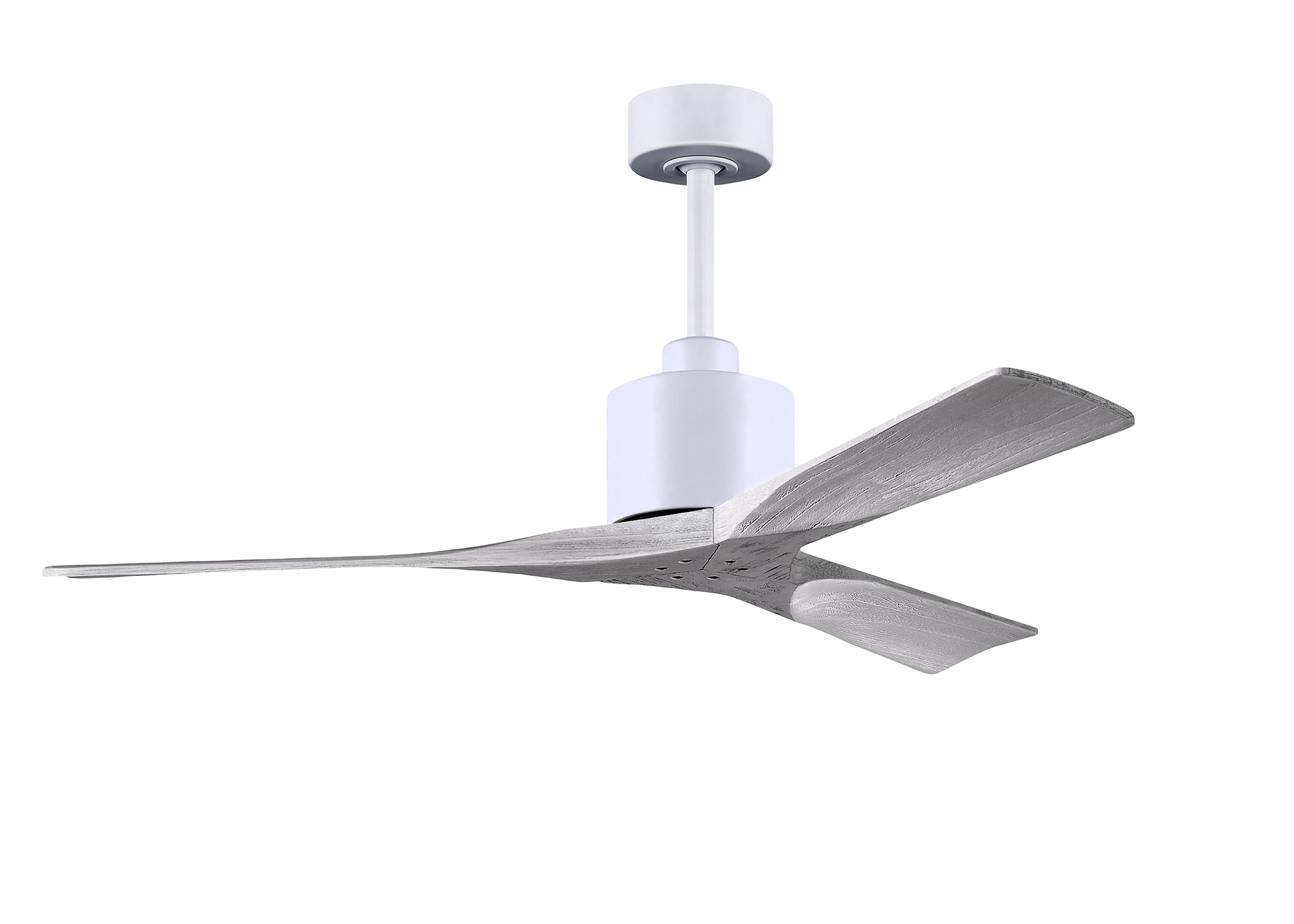Matthews Fan Company NK-MWH-BW-52 Nan 52-in Outdoor Matte White with Barnwood Tone Blades Ceiling Fan Without Light - Remote Included ( 3 -Blade )