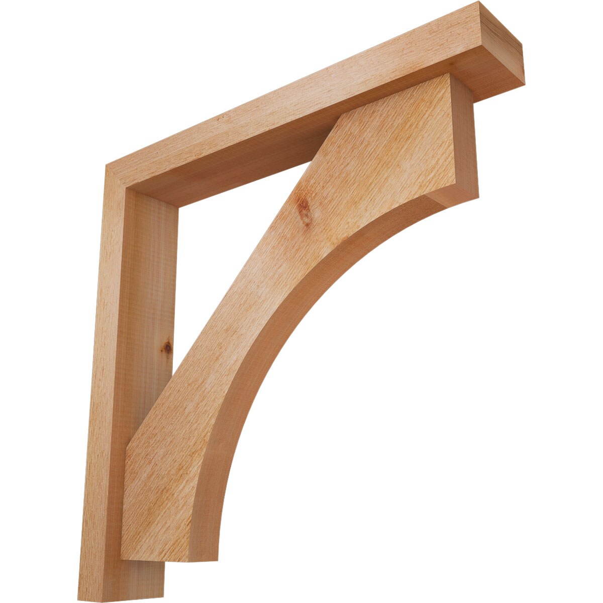 Ekena Millwork 1464323 Westlake Block Rough Sawn Bracket with Offset Brace 4-in x 24-in x 24-in Western red cedar Brown Wood Standard bracket