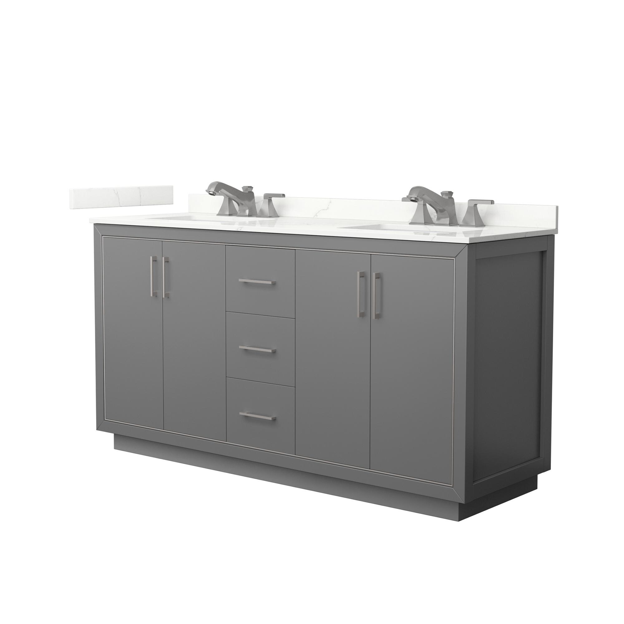 Wyndham Collection WCF111166DKGGTUS3MXX Icon 66-in Dark Gray Undermount Double Sink Bathroom Vanity with Giotto Quartz Top