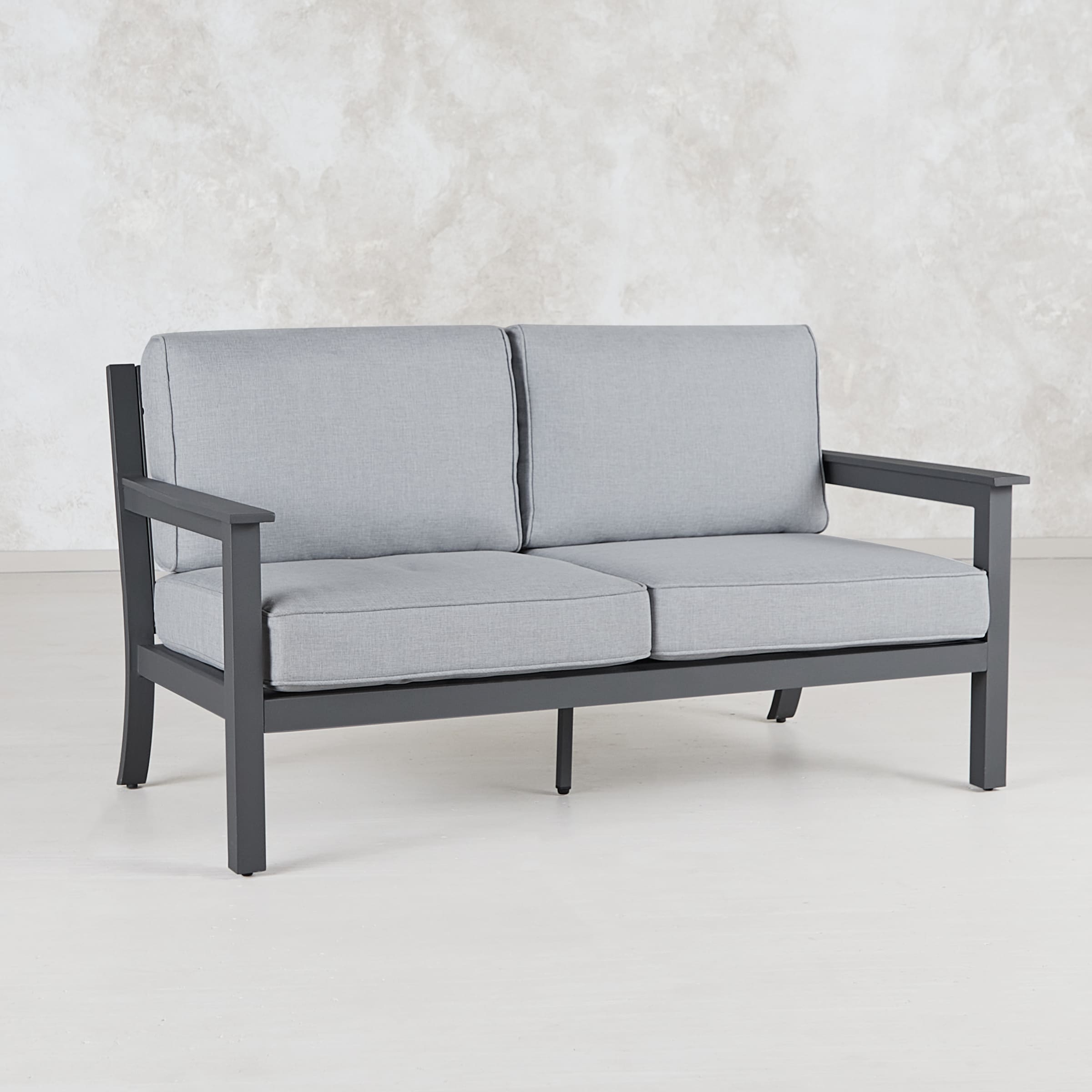 Real Flame Ortun Outdoor 2-Seat Sofa in Gray with Light Gray Cushions in  the Patio Sectionals & Sofas department at