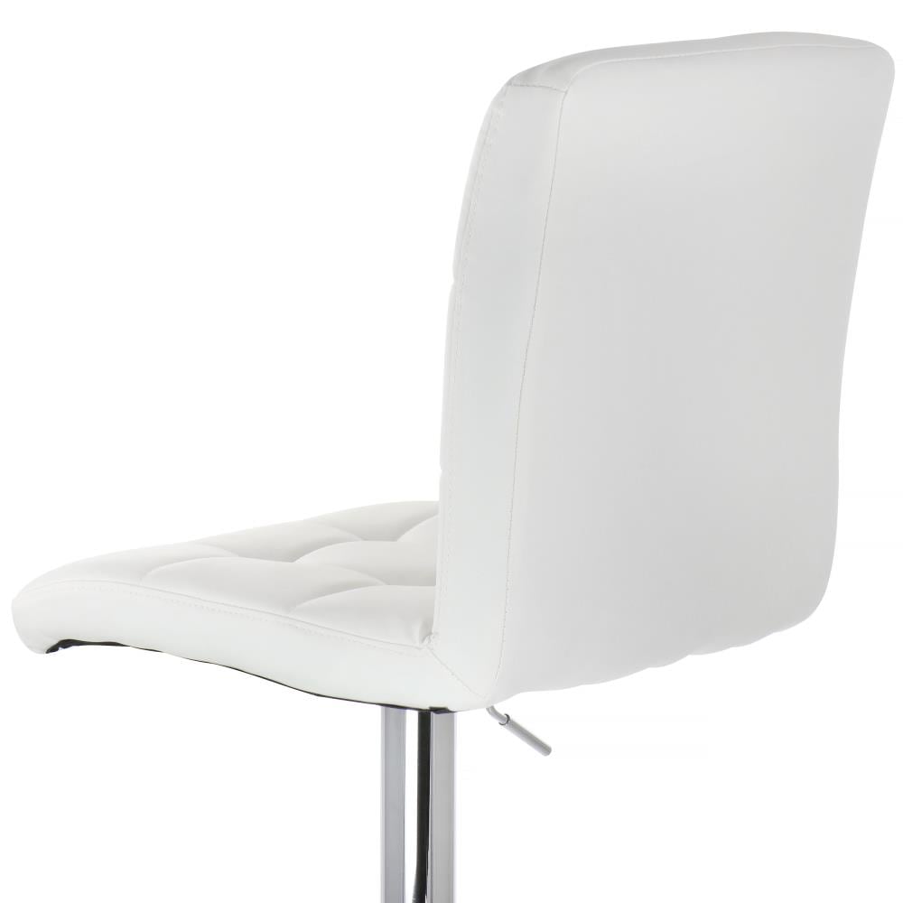 Elama White Square Tufted Faux Leather Adjustable Swivel Bar Stool