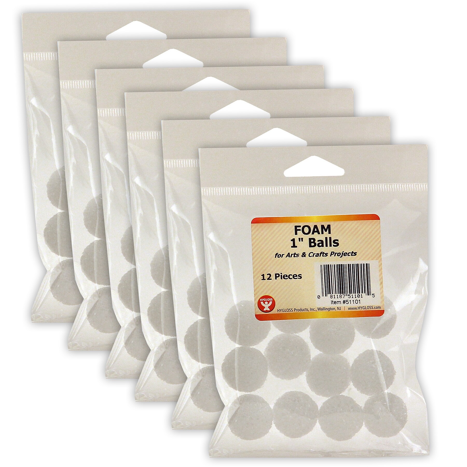 Hygloss Craft Foam Balls 2 Inch White 12 Balls Per Pack Set Of 3