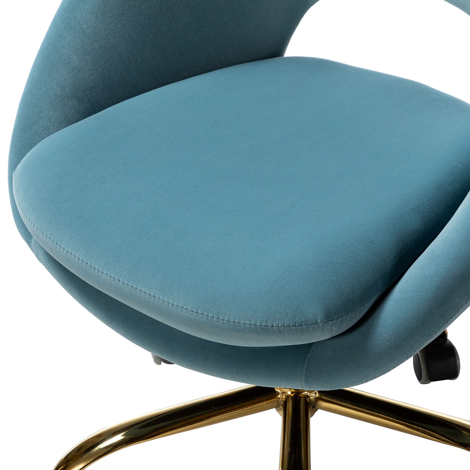 Berta Blue Velvet Swivel Task Chair with Adjustable Height