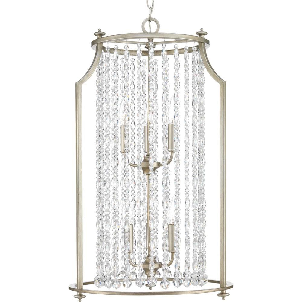 Progress Lighting P500086-134 Desiree 6-Light Silver Ridge Transitional Cylinder Hanging Pendant Light