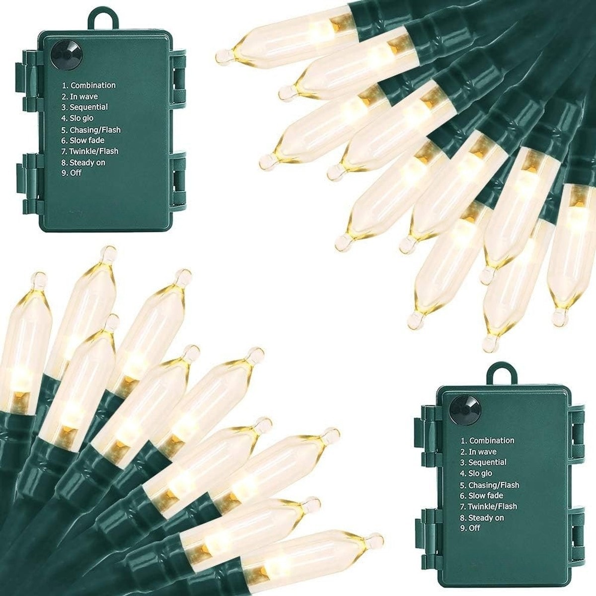 HEKCUIX  2 Pack 18ft 50 LED Battery Operated String Lights with 8 Modes and Timer for Christmas Tree Wreath Party Indoor Outdoor Decor