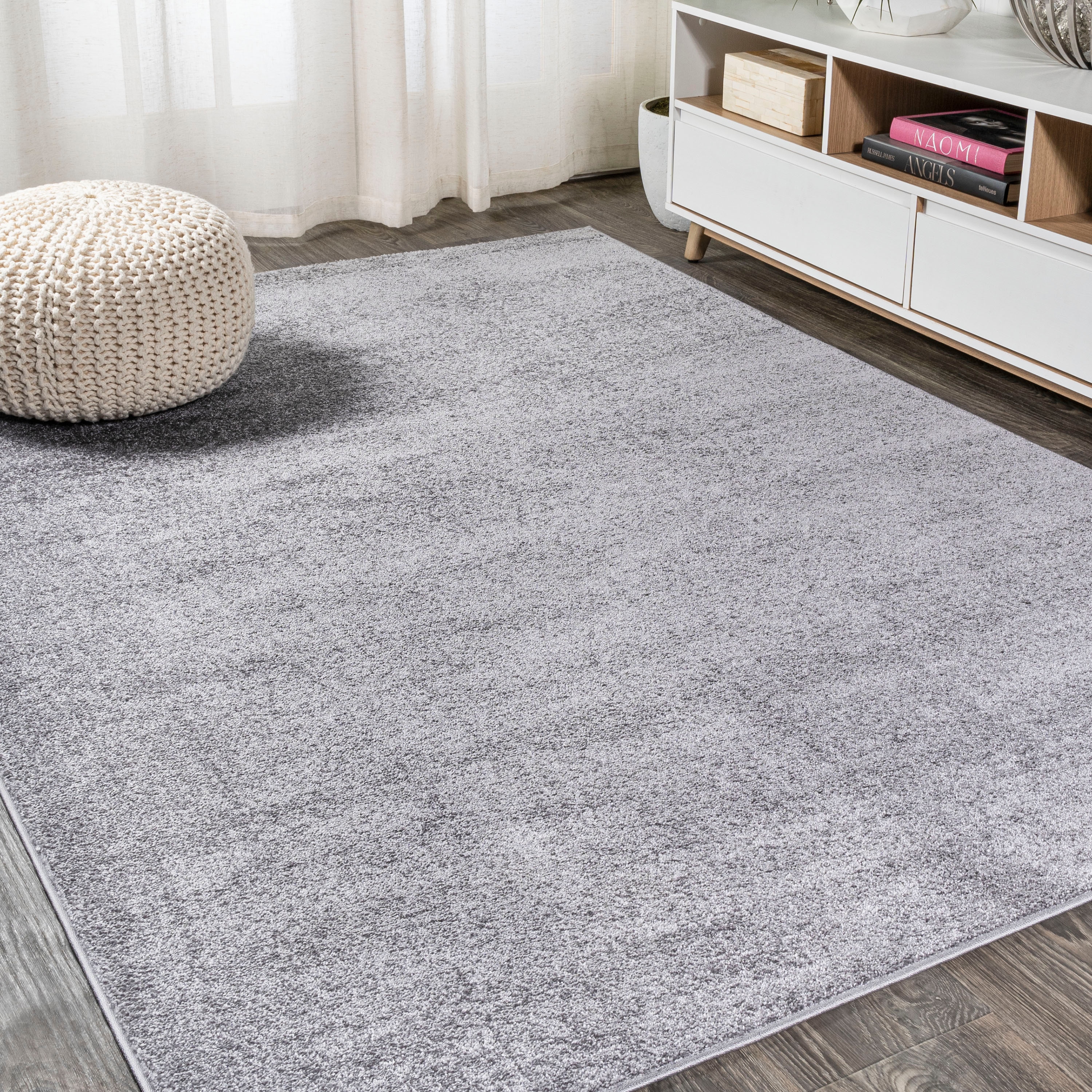 JONATHAN  Y SEU100A-6 SUPERSOFT Haze Solid Low-Pile 6 x 9 (ft) Loomed Polypropylene Gray Rectangular Indoor Solid Coastal Area rug