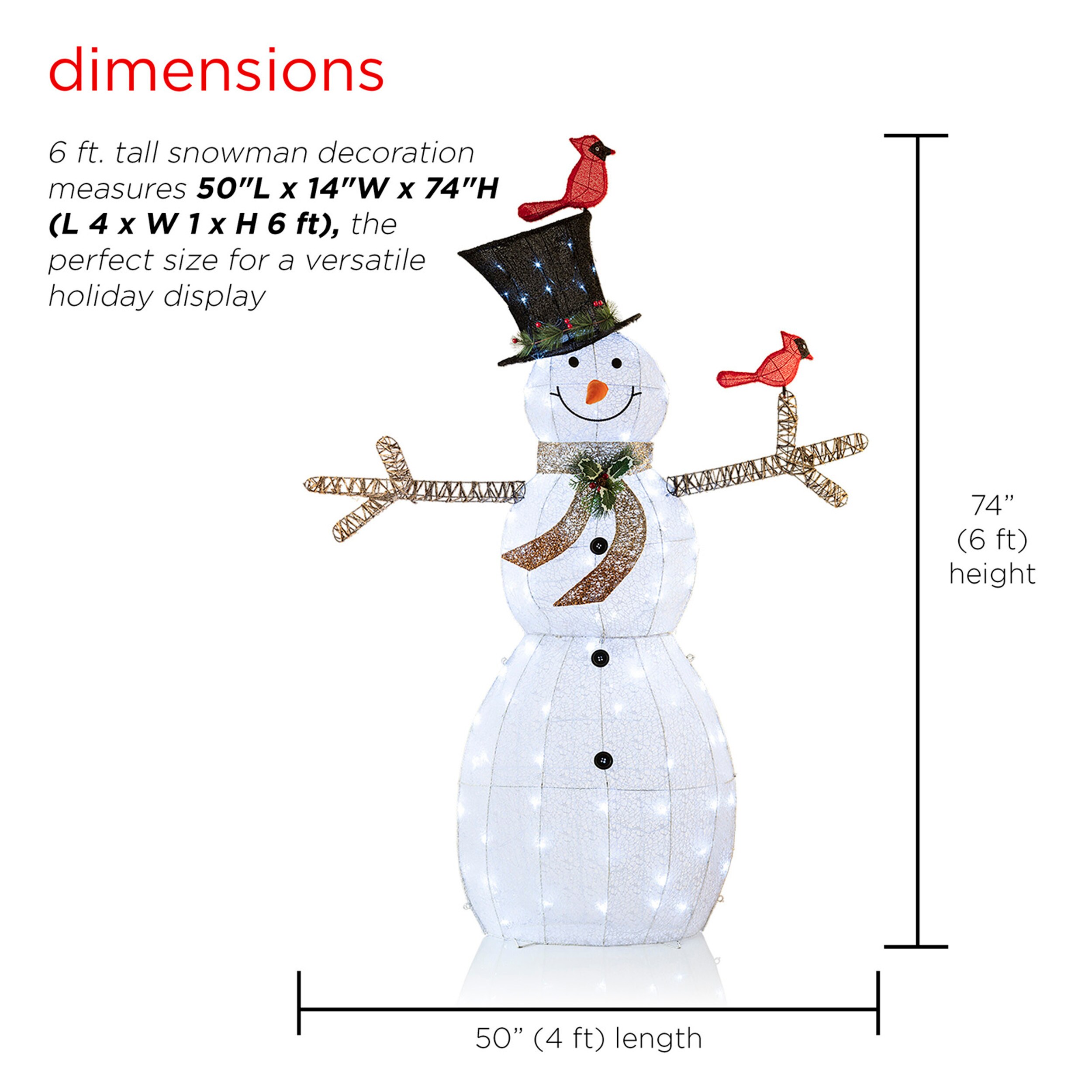 Alpine Corporation 74-in Snowman Free Standing Decoration with