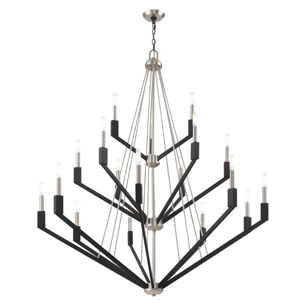 Livex Lighting Beckett 18-Light Brushed Nickel and Black Mid