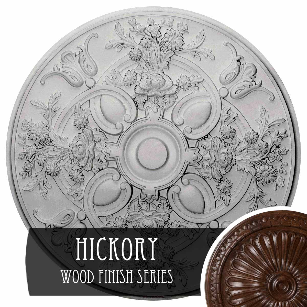 Ekena Millwork CM31BAHIS Baile 31.25-in W x 31.25-in L Hickory Polyurethane Ceiling Medallion