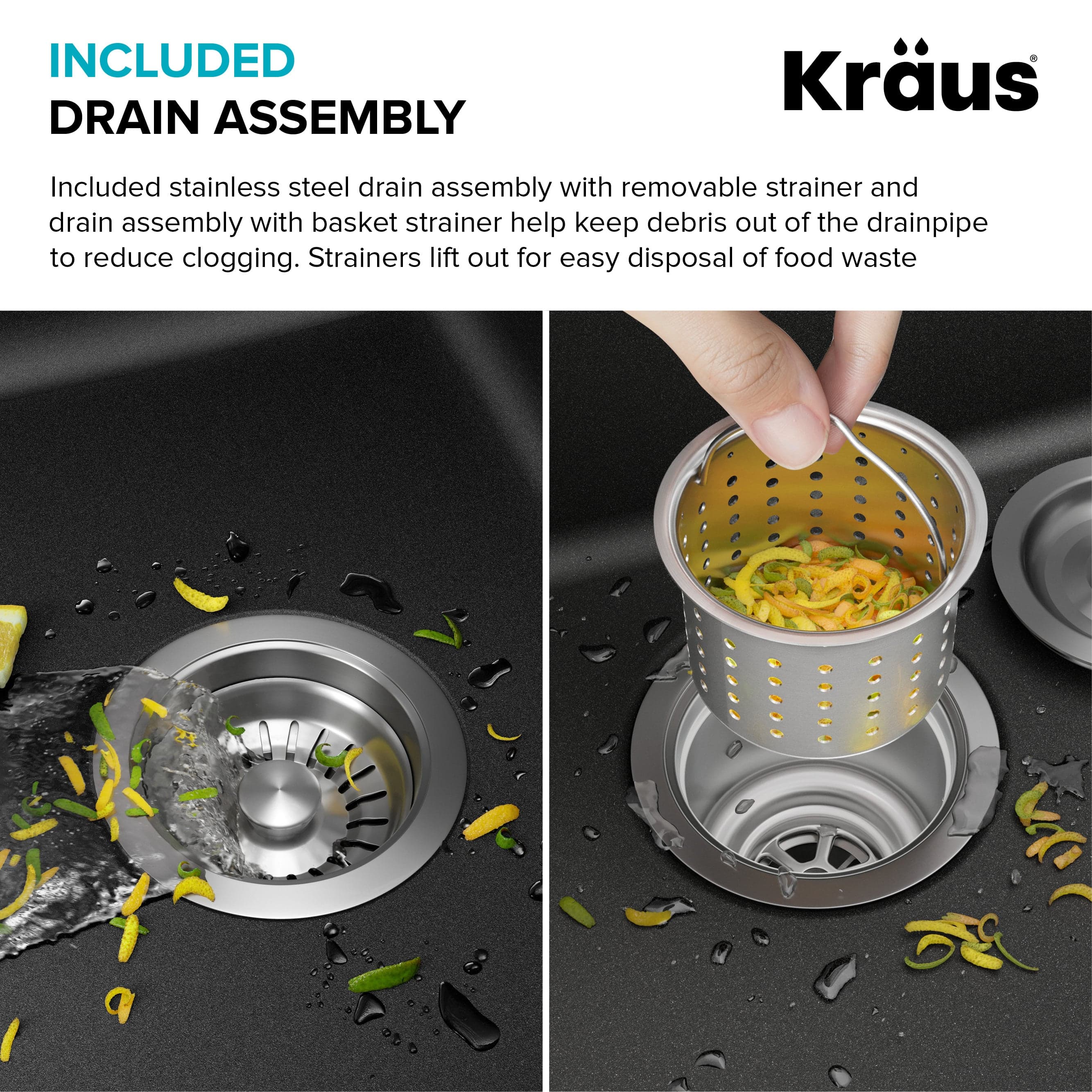 KRAUS 33 inch L Undermount 50/50 Double Bowl Black Onyx Granite Kitchen Sink