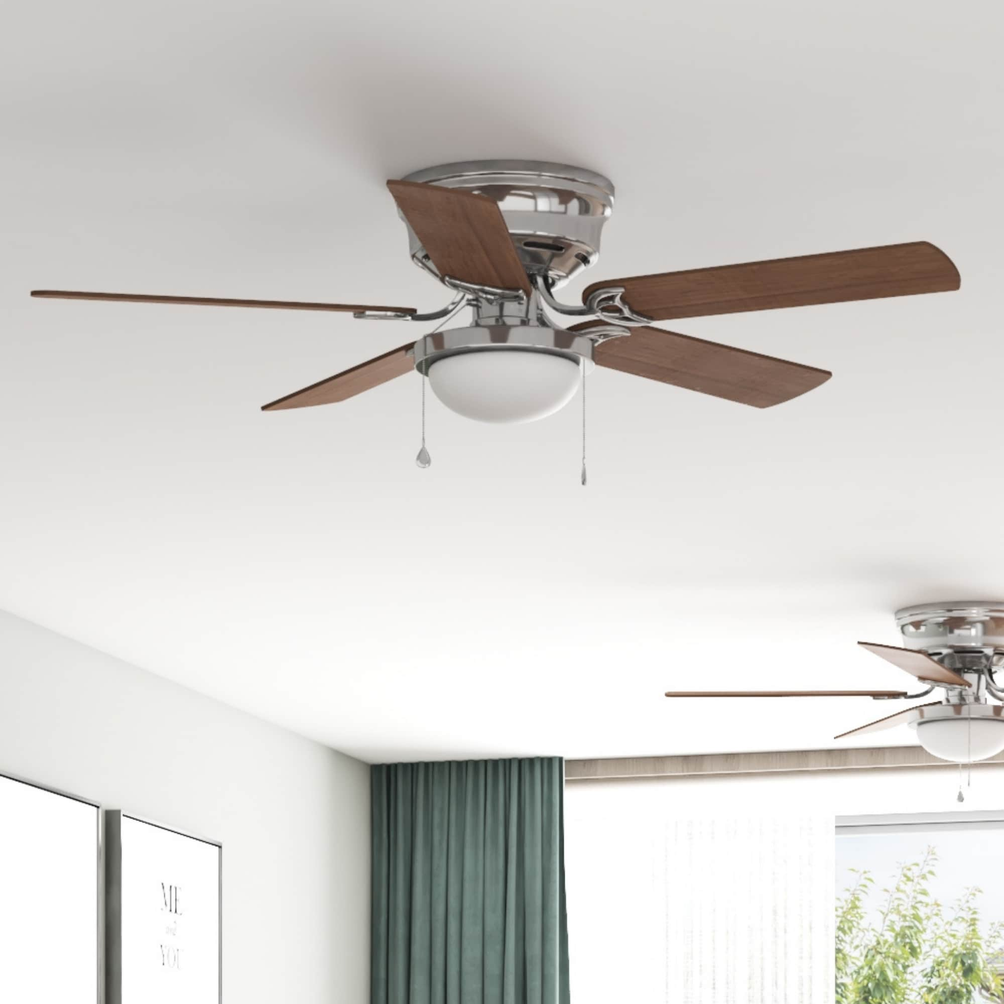 Armitage 52-in Brushed Nickel with Toffee/Cocoa Blades LED Indoor Flush Mount Ceiling Fan with Light (5-Blade) | - Harbor Breeze 41391