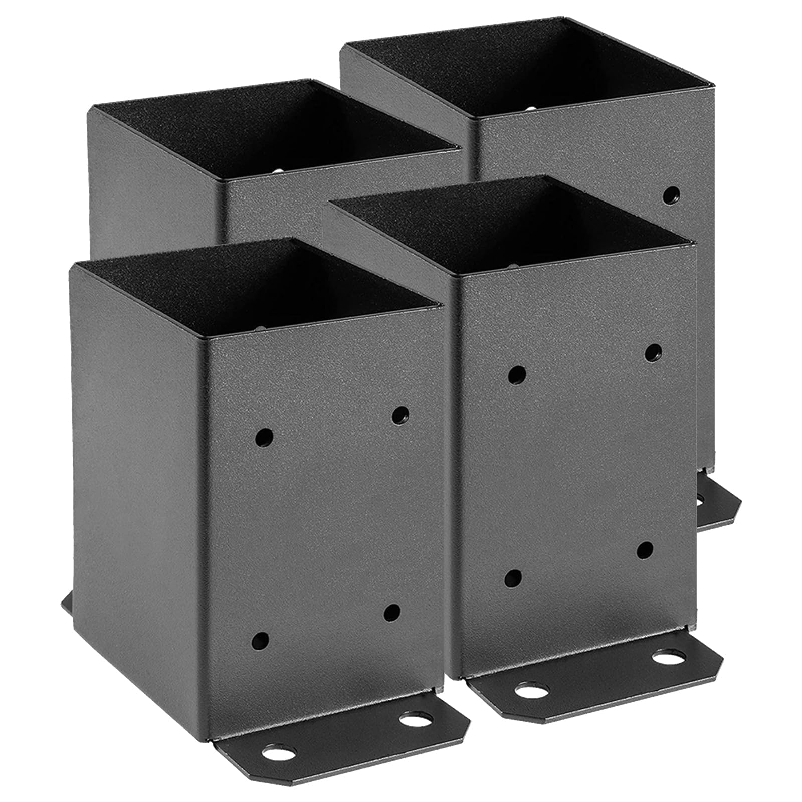 KHKFY  4x4 Post Base 4 pcs Heavy Duty Steel Wood Post Bracket Black Metal Deck Anchor for Porch Railing Fence Support Includes Screws and Bolts