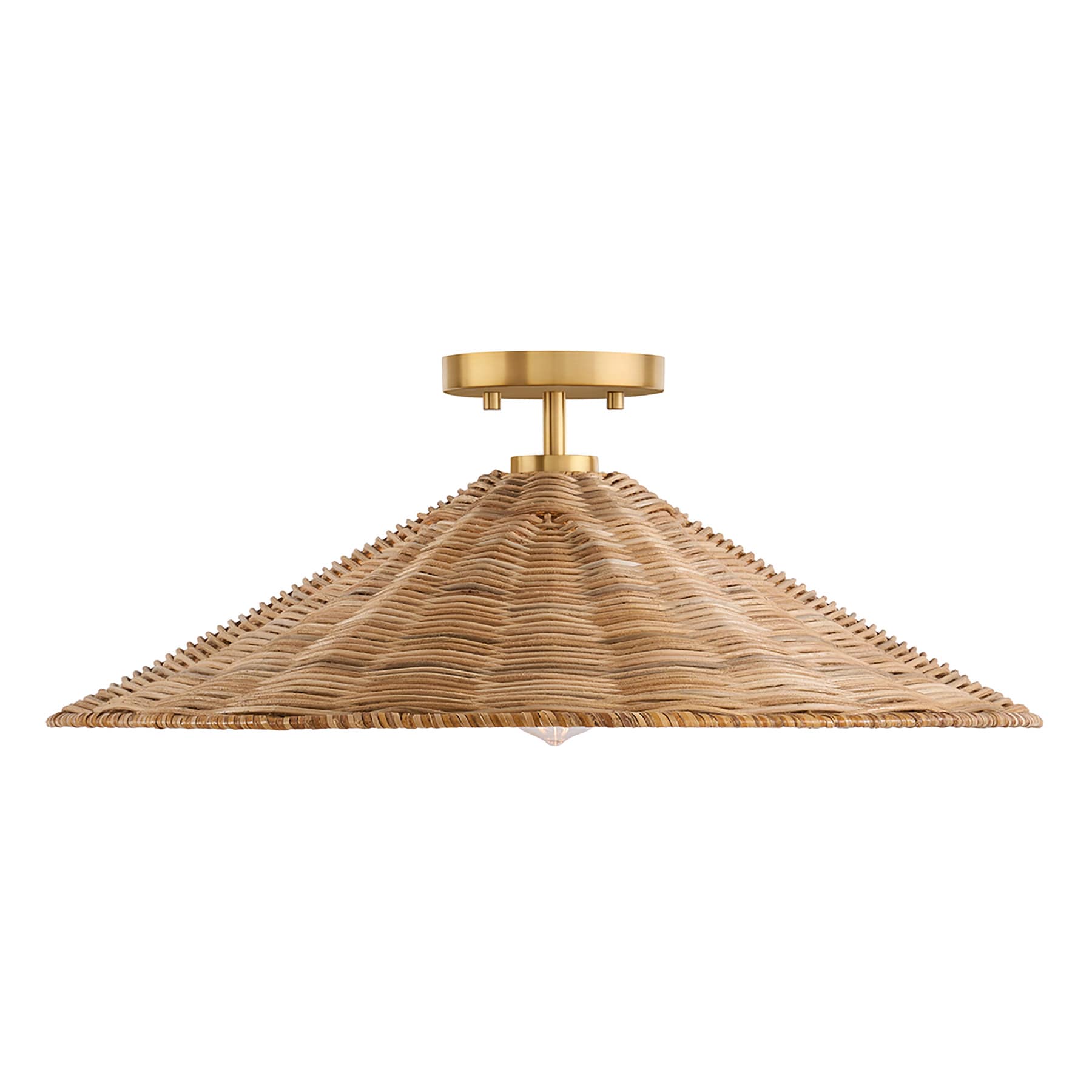 Meridian Lite Trends M60074NB 1-Light Ceiling Light in Natural Brass 1 -Light 22-in Brass Indoor/Outdoor Semi Flush Mount Light