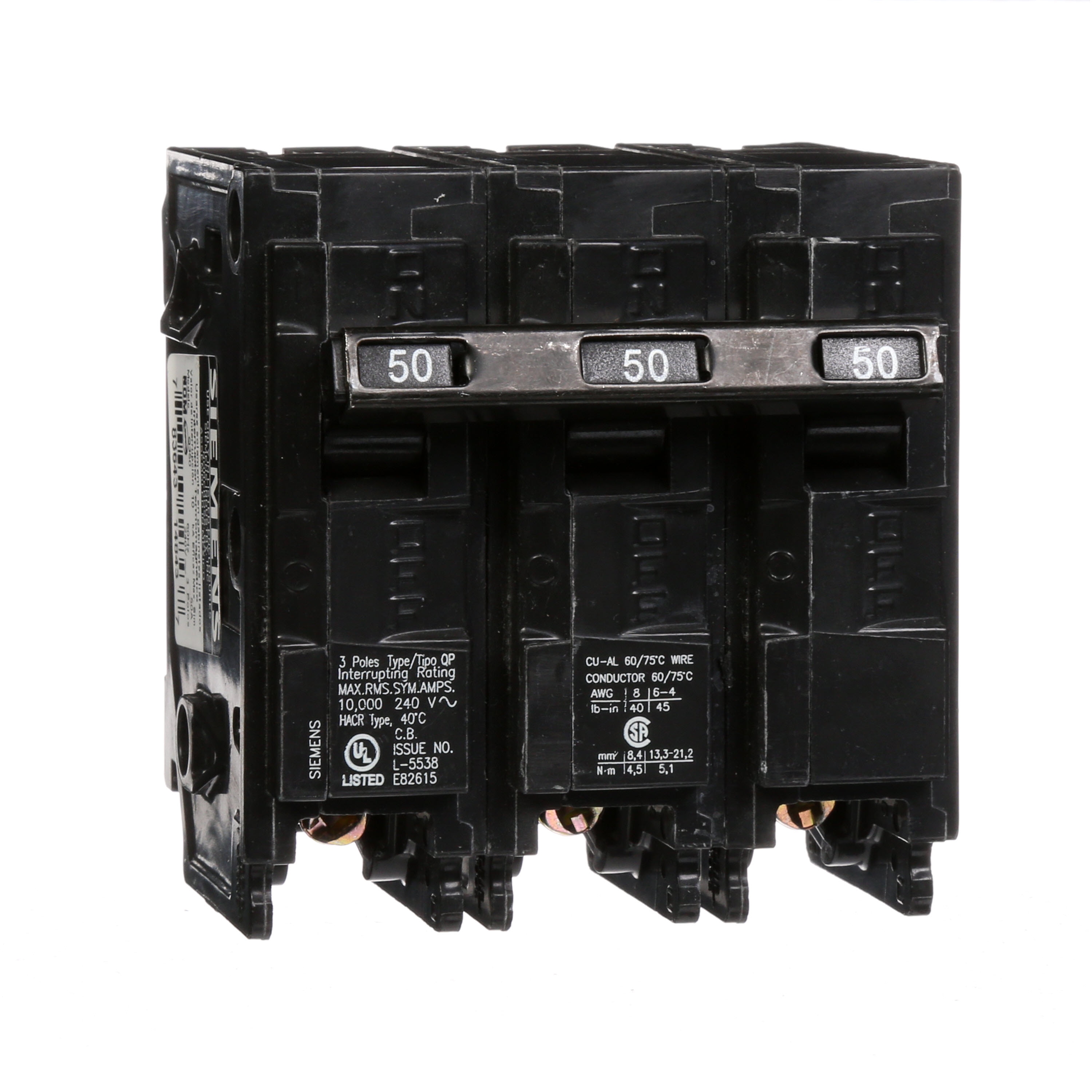 Siemens HDX3B050 50 Amp 3 Pole 600V Circuit Breaker 